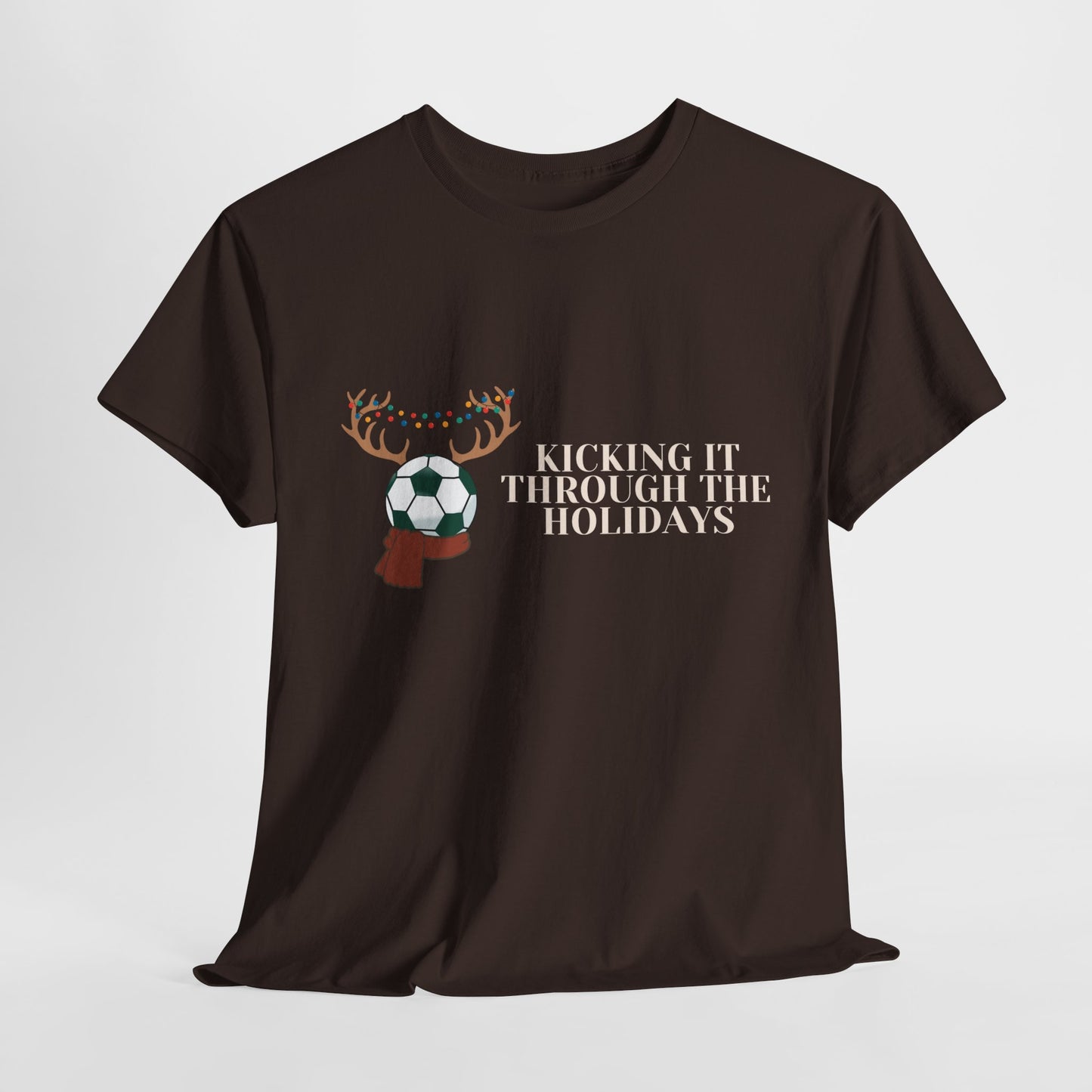Kicking it Through the Holidays Soccer Christmas Tshirt