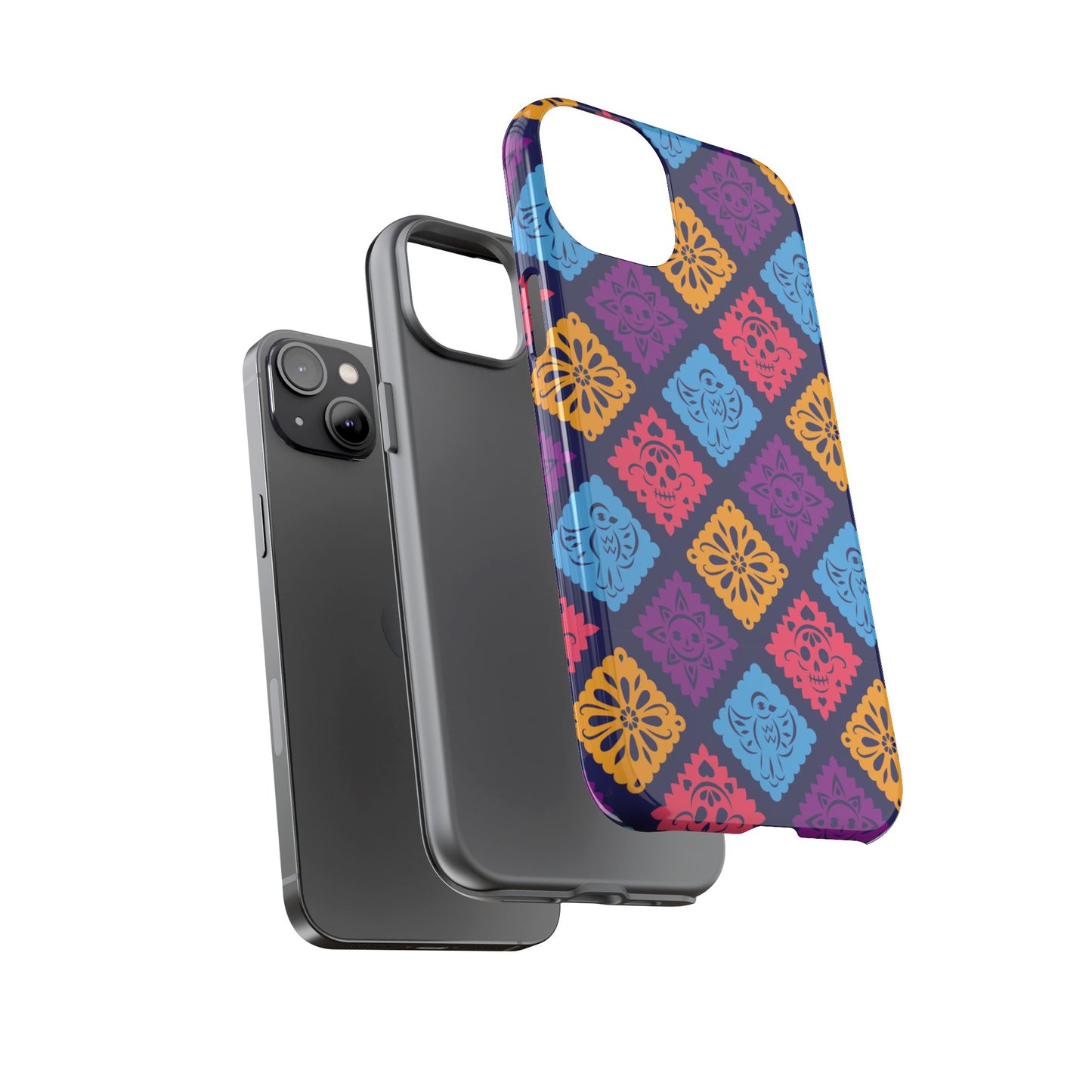 Day of the Dead Alebrije phone case, durable protection, Día de los Muertos enthusiasts,  Mexican folklore, sugar skulls, and alebrije creatures, Tough Cases