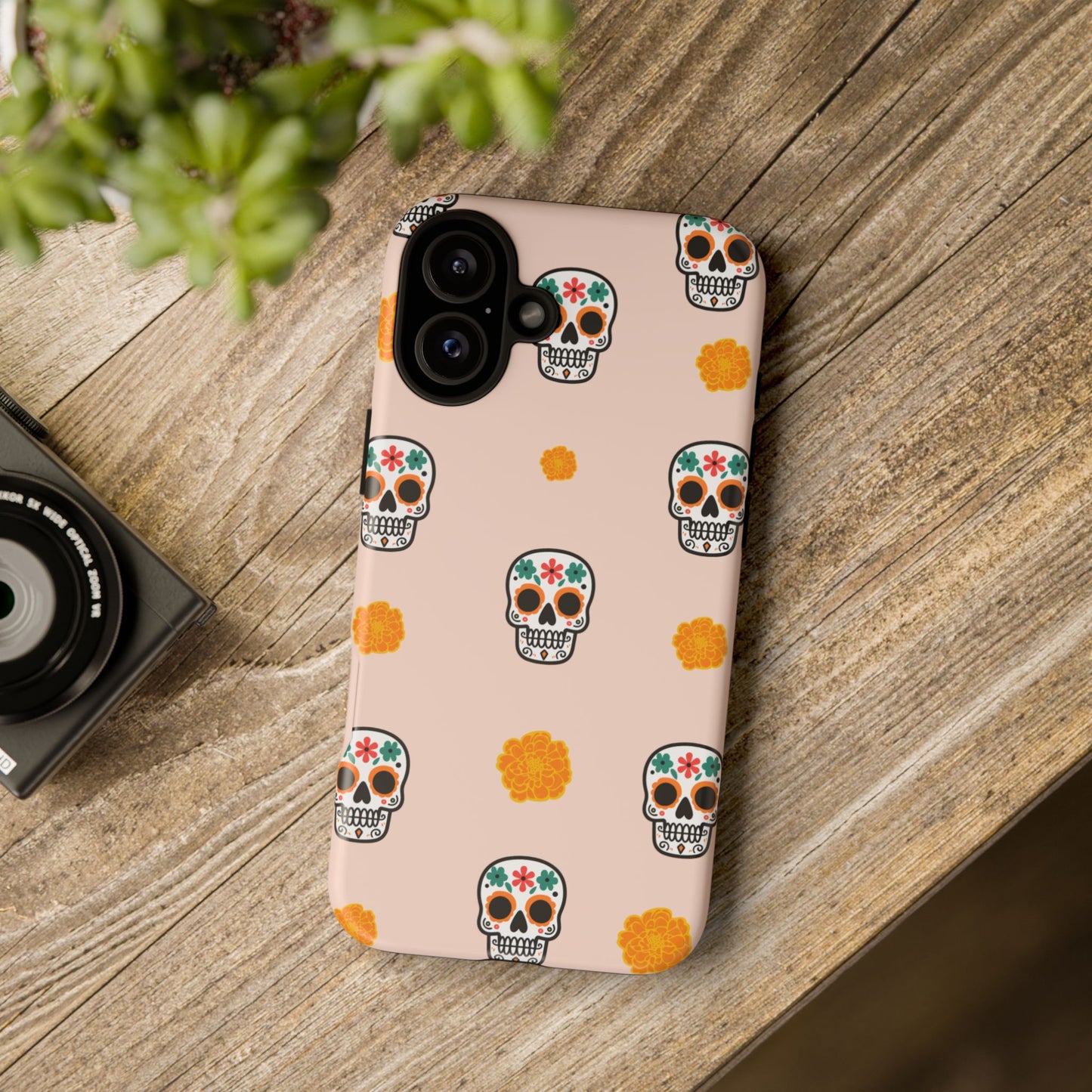 Day of the Dead Alebrije phone case, durable protection, Día de los Muertos enthusiasts,  Mexican folklore, sugar skulls, and alebrije creatures, Tough Cases