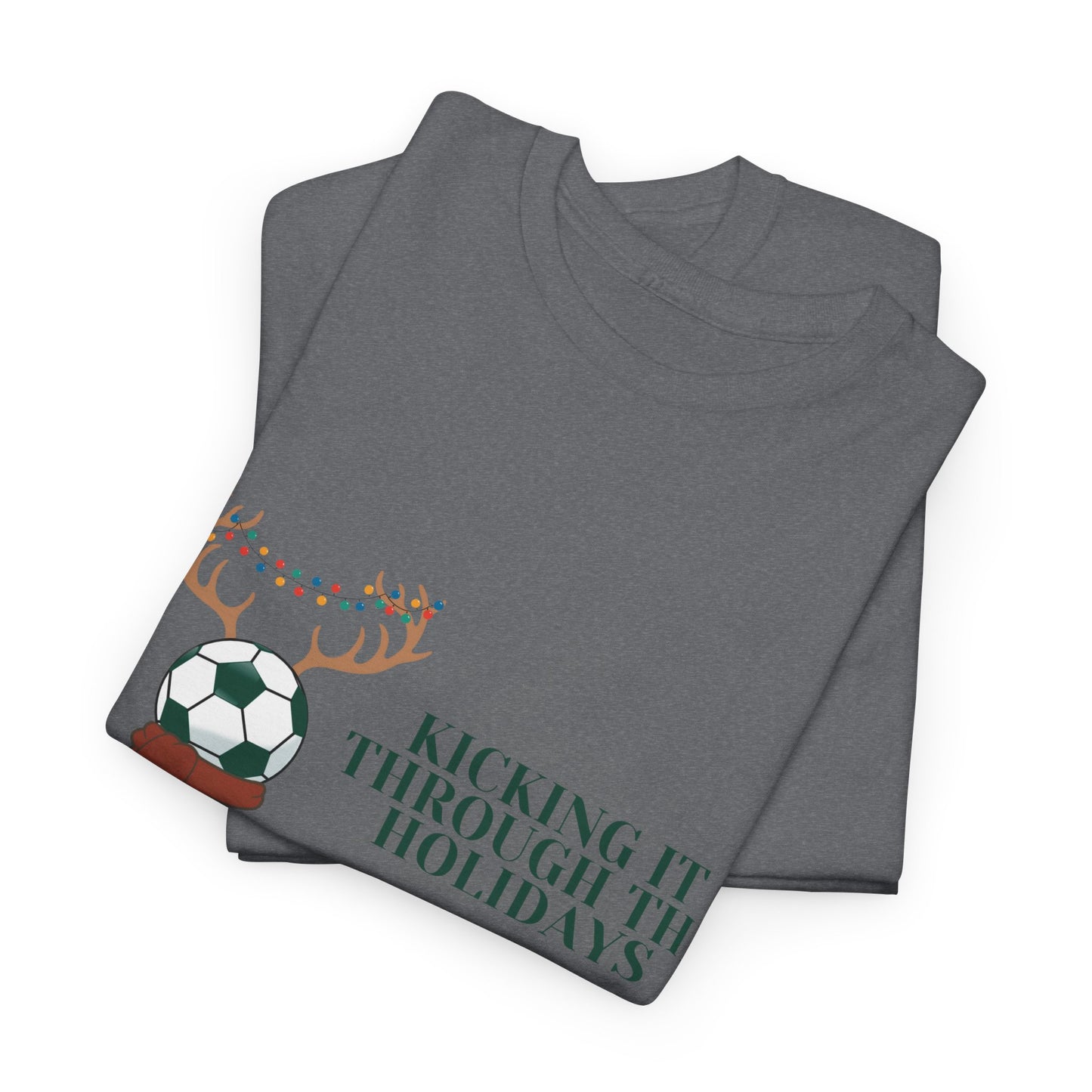 Kicking it Through the Holidays Soccer Chritsmas Tshirt