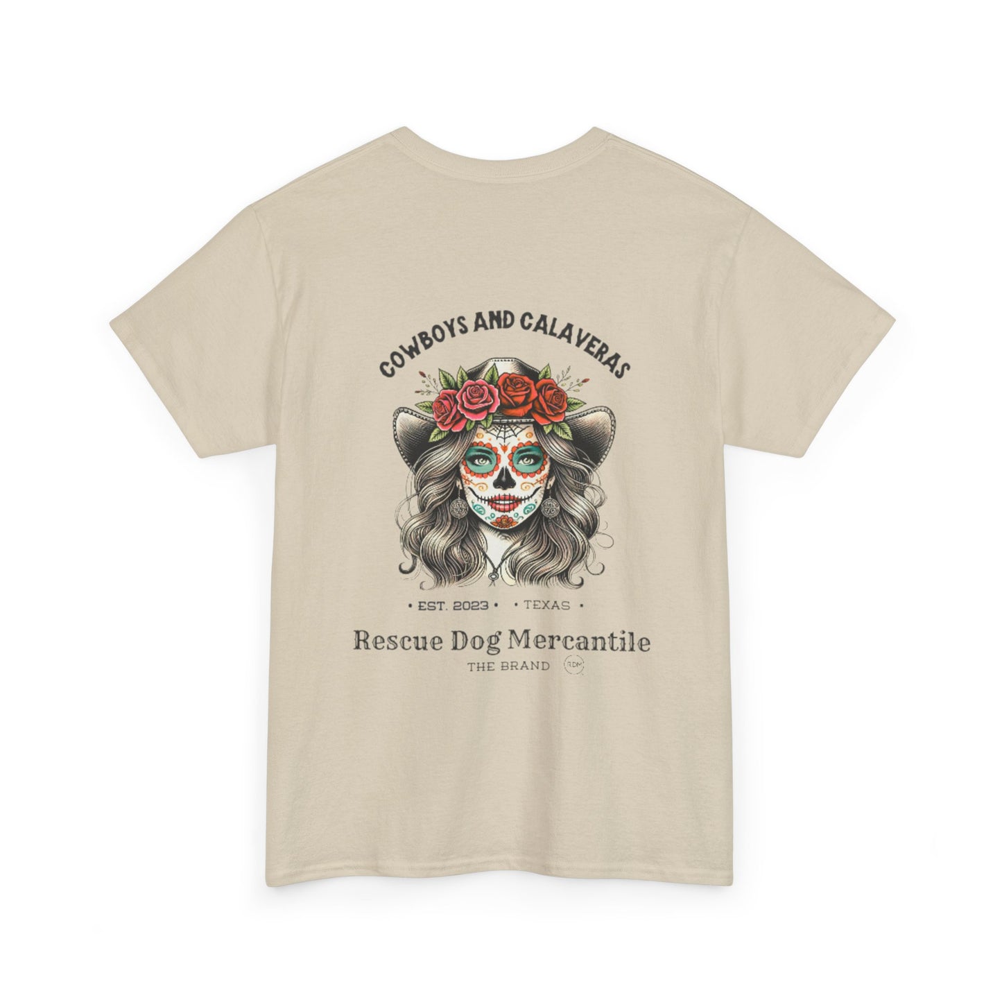 Cowboy Halloween Unisex Heavy Cotton Tee, Day of the dead,  Dia de los Muertos, Texas Roots, Vaquero Style, Catrina, Skull, Glamour