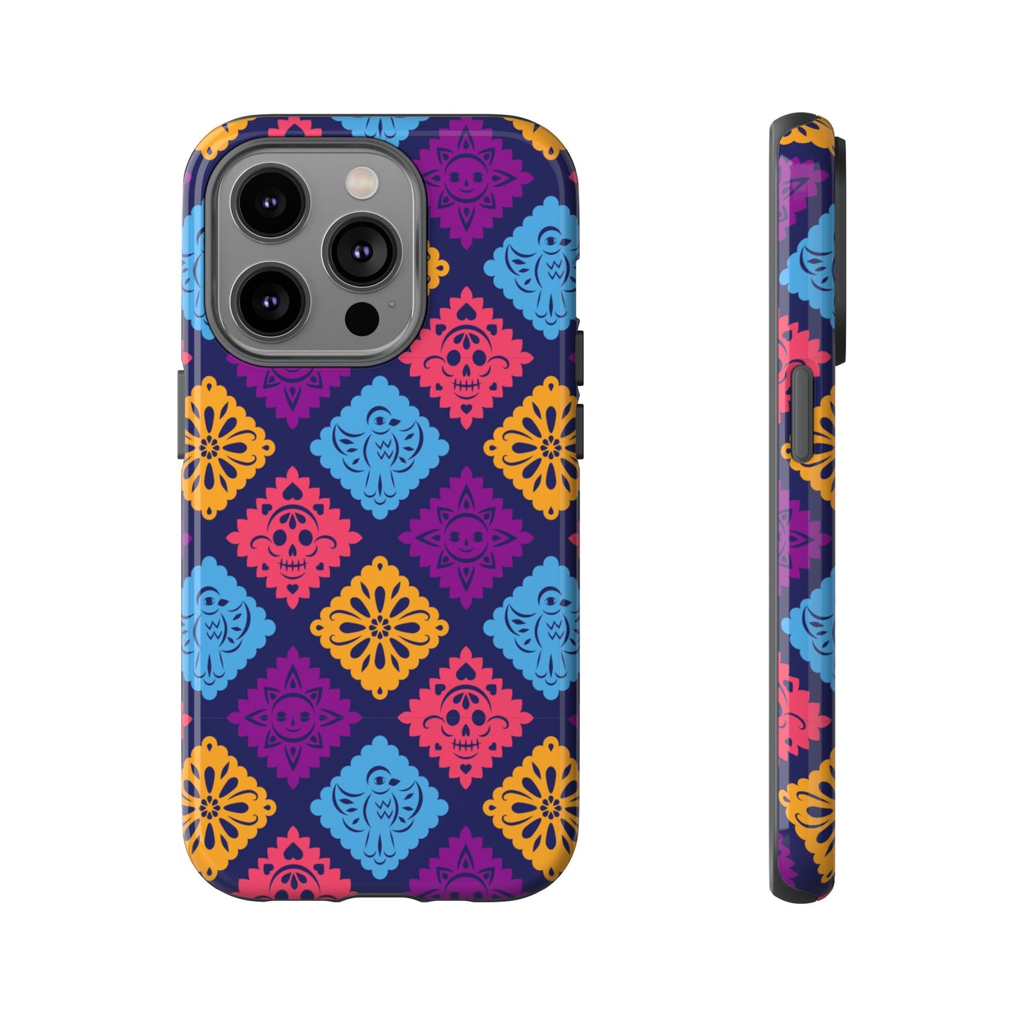 Day of the Dead Alebrije phone case, durable protection, Día de los Muertos enthusiasts,  Mexican folklore, sugar skulls, and alebrije creatures, Tough Cases