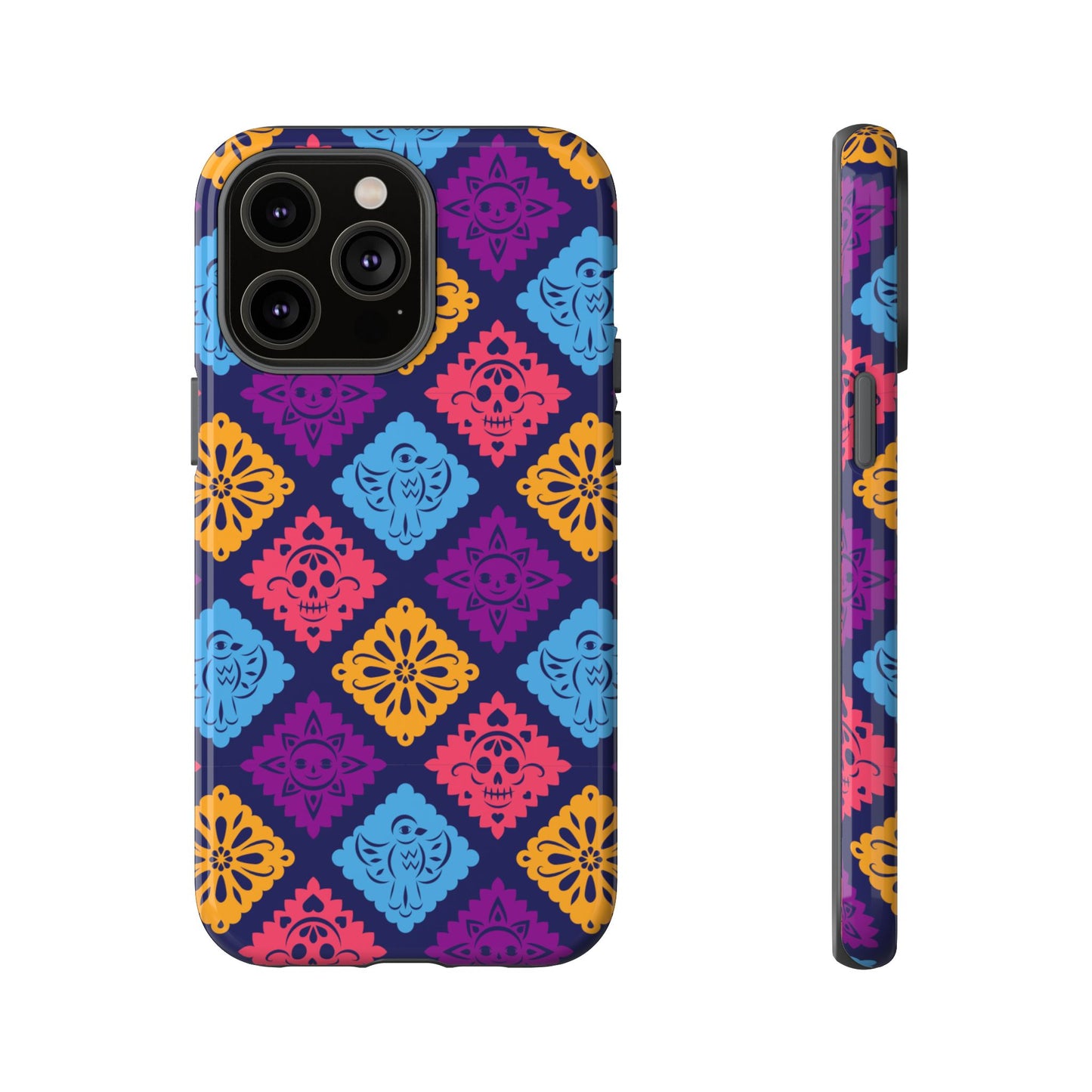 Day of the Dead Alebrije phone case, durable protection, Día de los Muertos enthusiasts,  Mexican folklore, sugar skulls, and alebrije creatures, Tough Cases