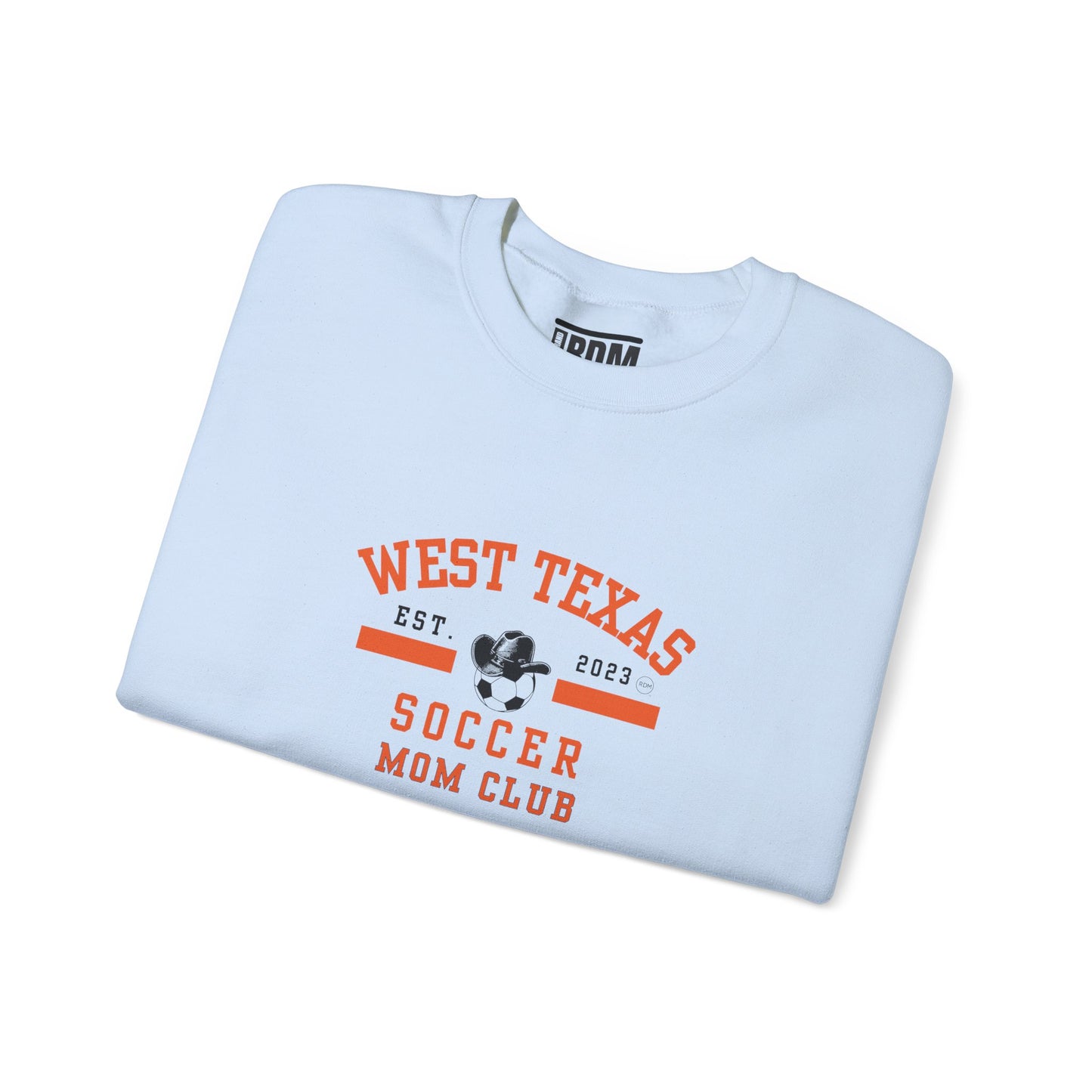 West Texas Soccer Mom Orange Letters Unisex Heavy Blend™ Crewneck Sweatshirt
