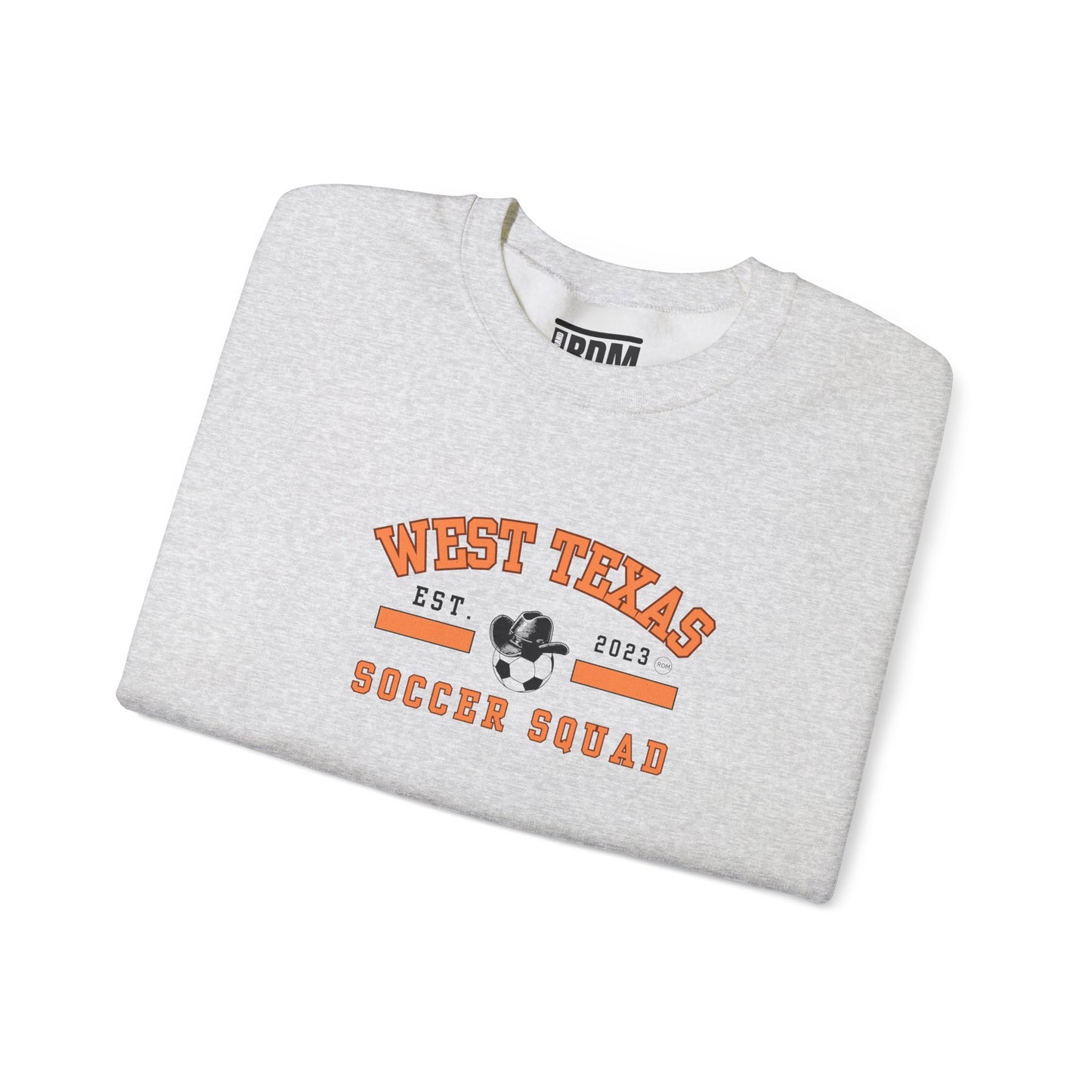 West Texas Soccer Squad Orange Letters Unisex Heavy Blend™ Crewneck Sweatshirt