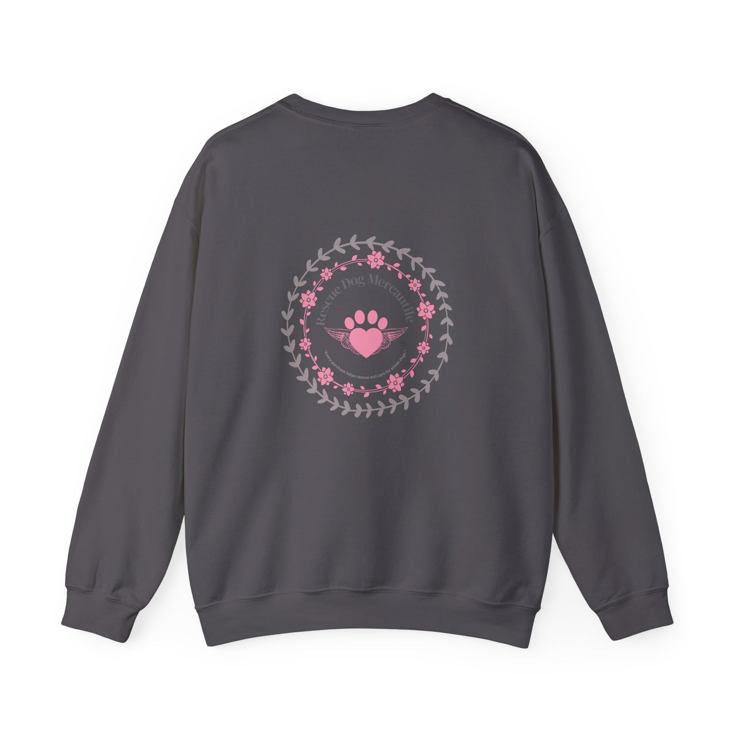 Dog friend Sweatshirt Grey Color with Pink Paw, Dog Parent, Dog Paws, Texas Roots, RDW, Rescue Dogs, Dog therapy