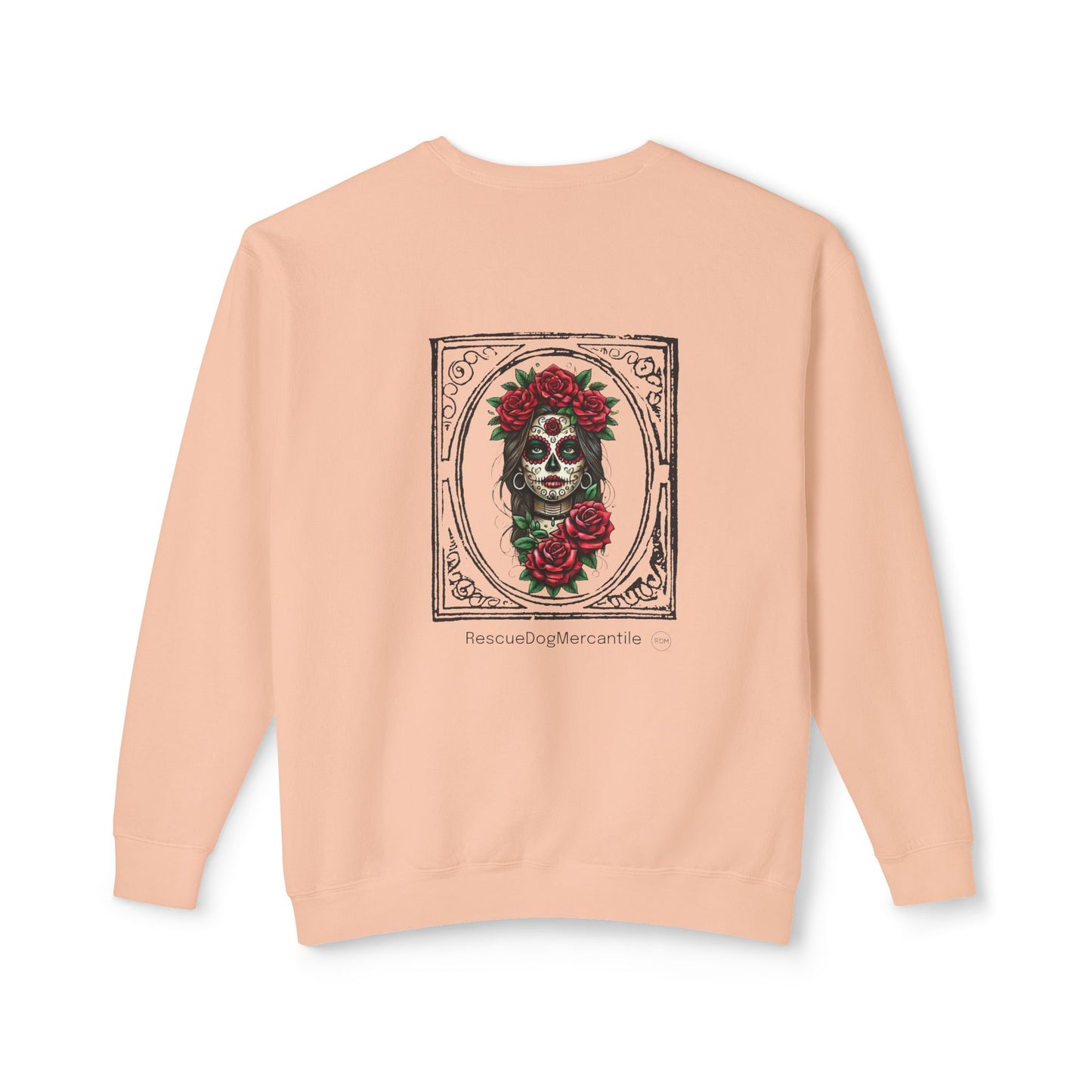 Dia de los Muertos Unisex Lightweight Crewneck Sweatshirt, Skulls, Cowboy, Cowgirl, Vaquero Style, Mexican Folklore, Catrina, Day of the Dead, Halloween, Rodeo