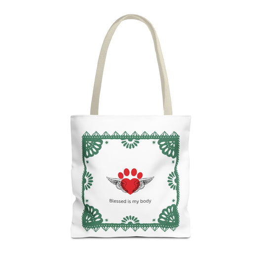 Daily Affirmations Tote Bag for dog lovers "Blessed is my body," Dog Parent, Self-Love, Positive