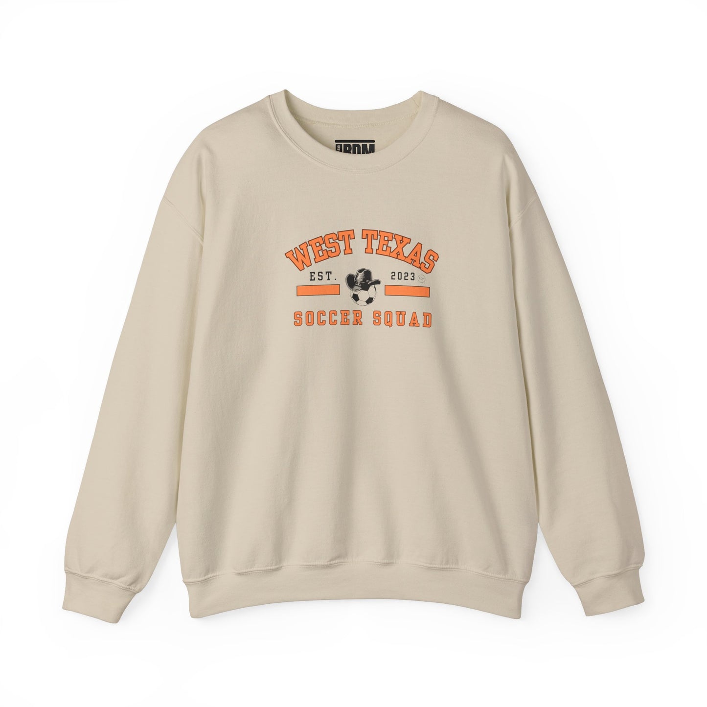 West Texas Soccer Squad Orange Letters Unisex Heavy Blend™ Crewneck Sweatshirt
