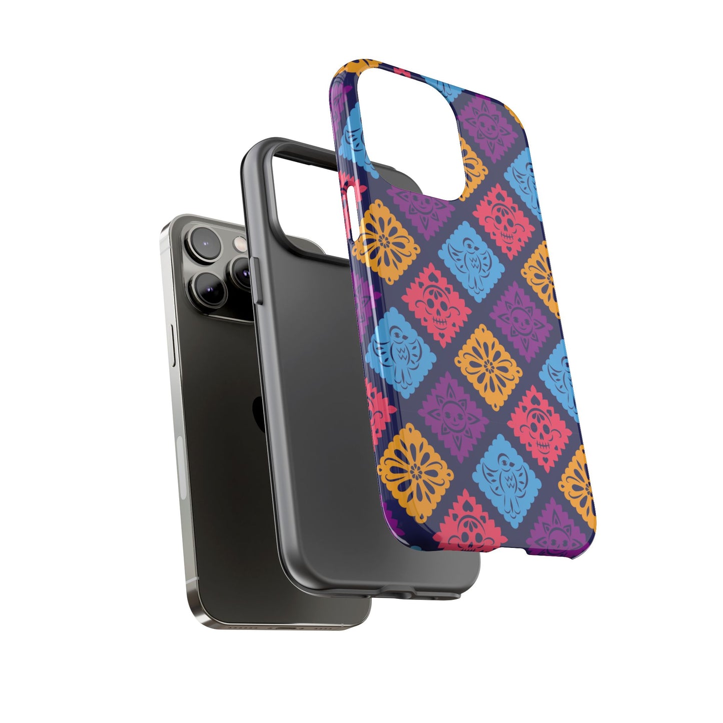 Day of the Dead Alebrije phone case, durable protection, Día de los Muertos enthusiasts,  Mexican folklore, sugar skulls, and alebrije creatures, Tough Cases