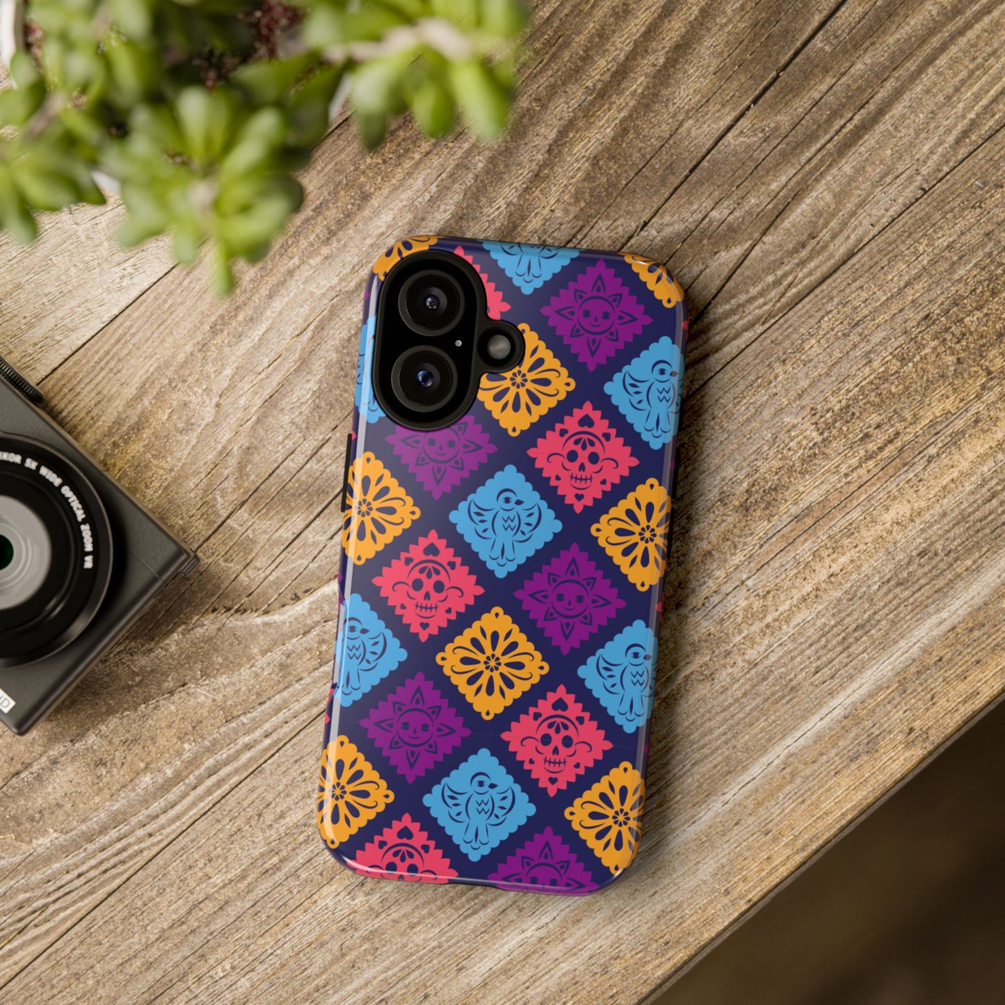 Day of the Dead Alebrije phone case, durable protection, Día de los Muertos enthusiasts,  Mexican folklore, sugar skulls, and alebrije creatures, Tough Cases