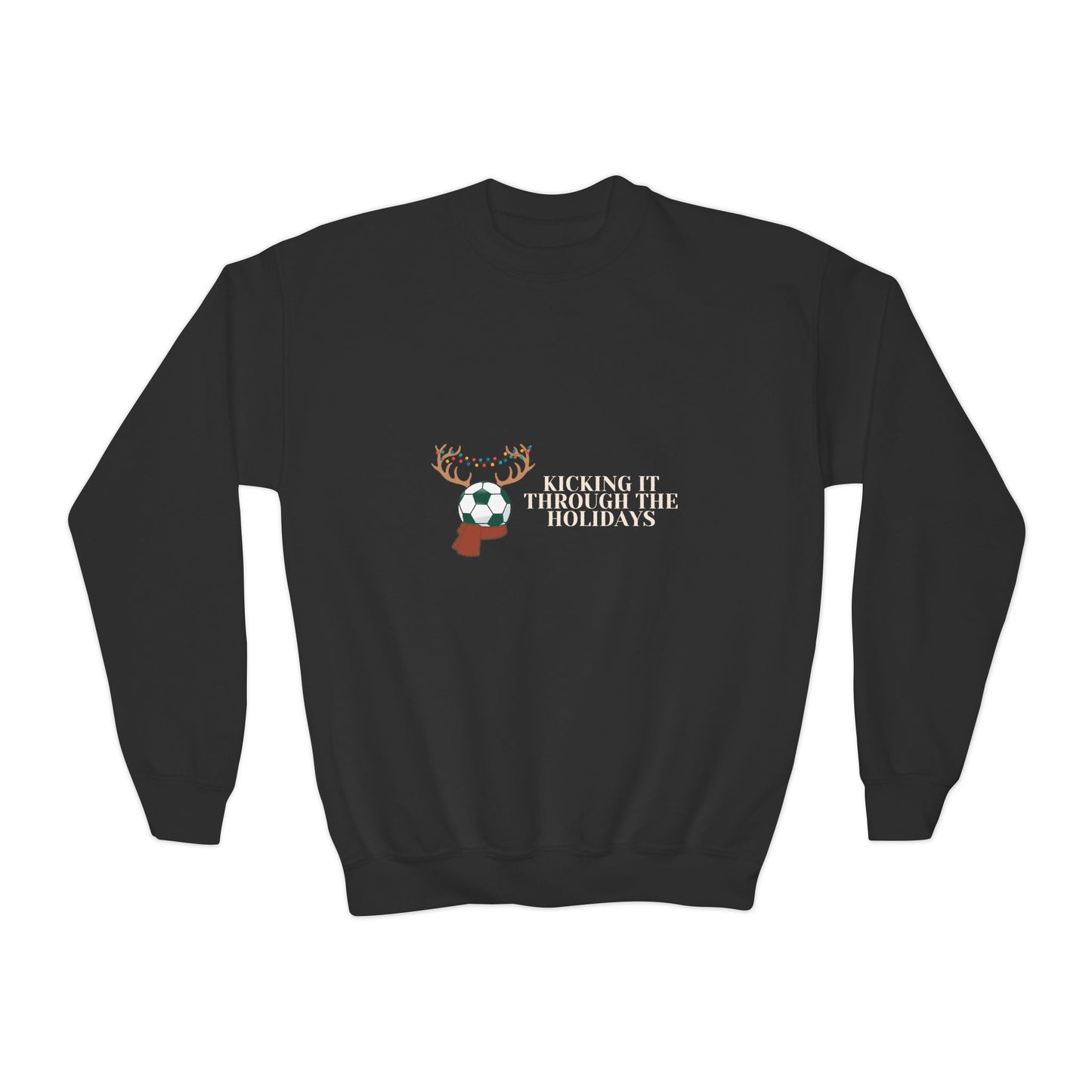 Kicking it Soccer Youth Crewneck Sweatshirt Holidays