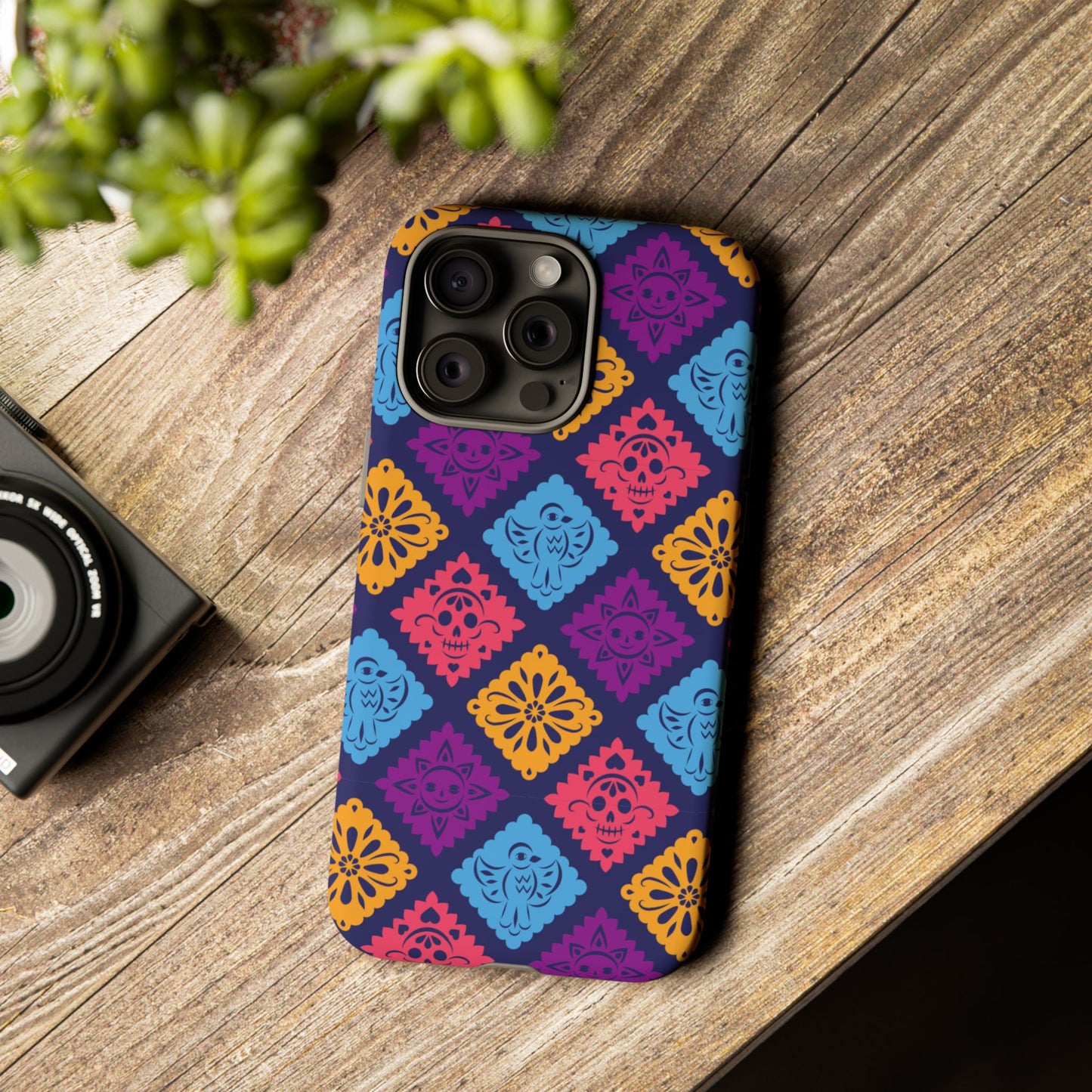 Day of the Dead Alebrije phone case, durable protection, Día de los Muertos enthusiasts,  Mexican folklore, sugar skulls, and alebrije creatures, Tough Cases