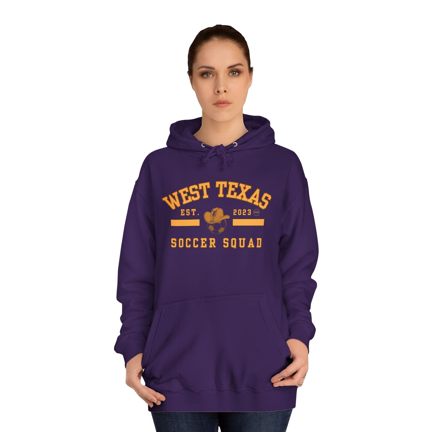 West Texas Soccer Mom Yellow Letters Unisex College Hoodie