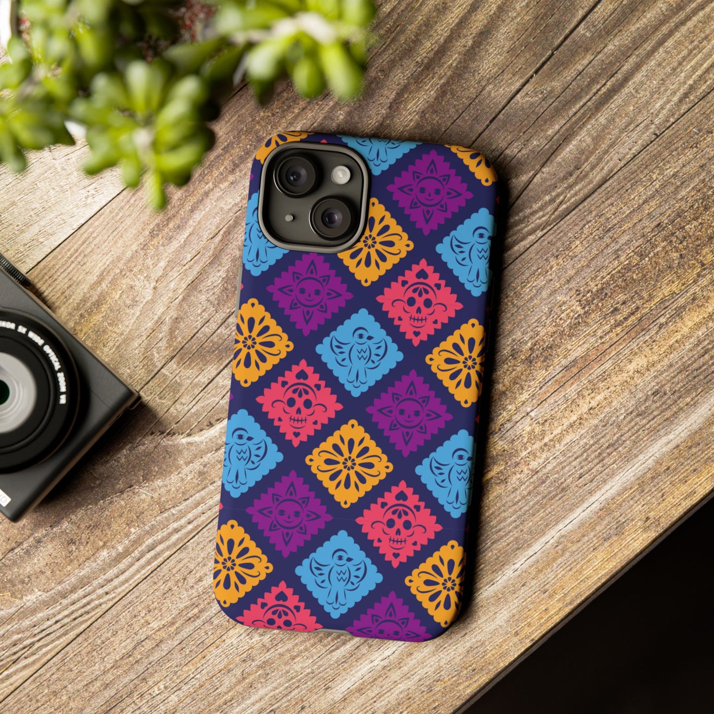 Day of the Dead Alebrije phone case, durable protection, Día de los Muertos enthusiasts,  Mexican folklore, sugar skulls, and alebrije creatures, Tough Cases