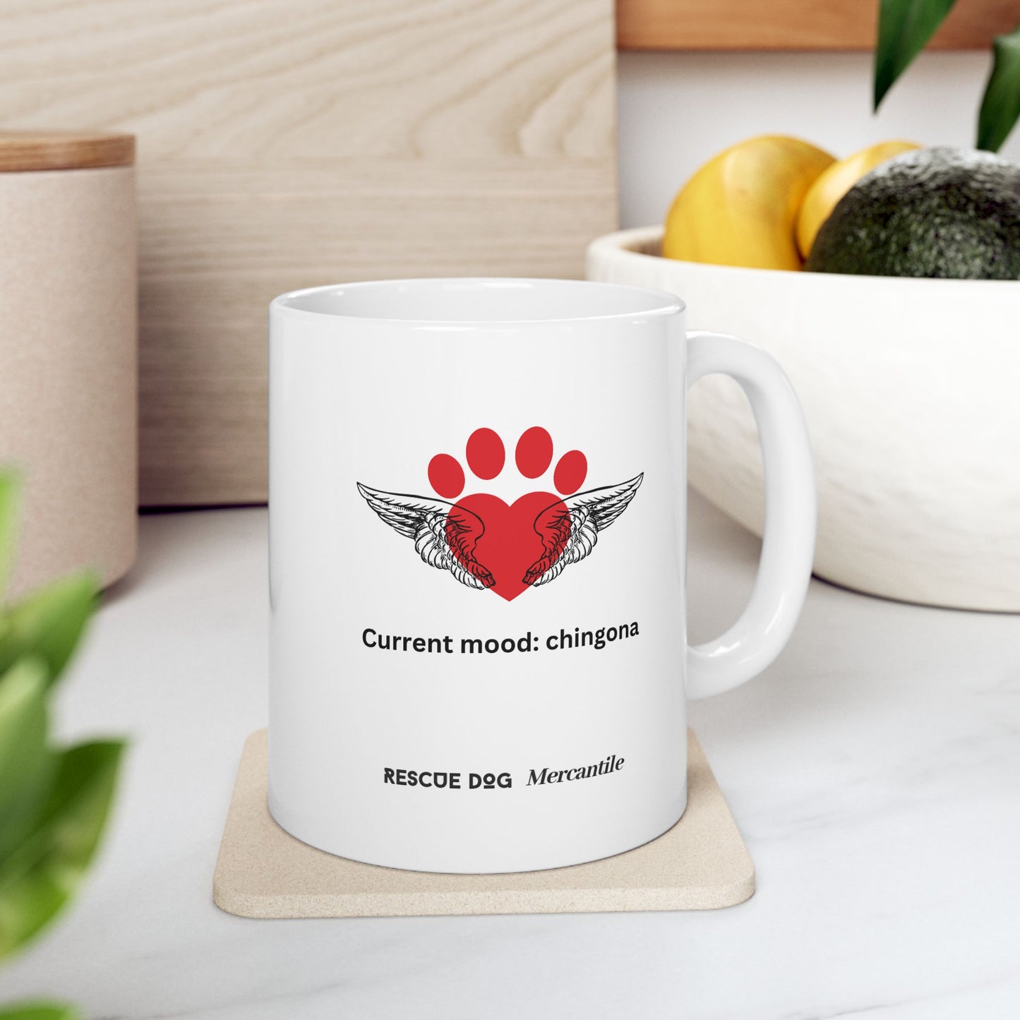 Daily affirmations ceramic mug 11oz for dog lovers Current mood chingona