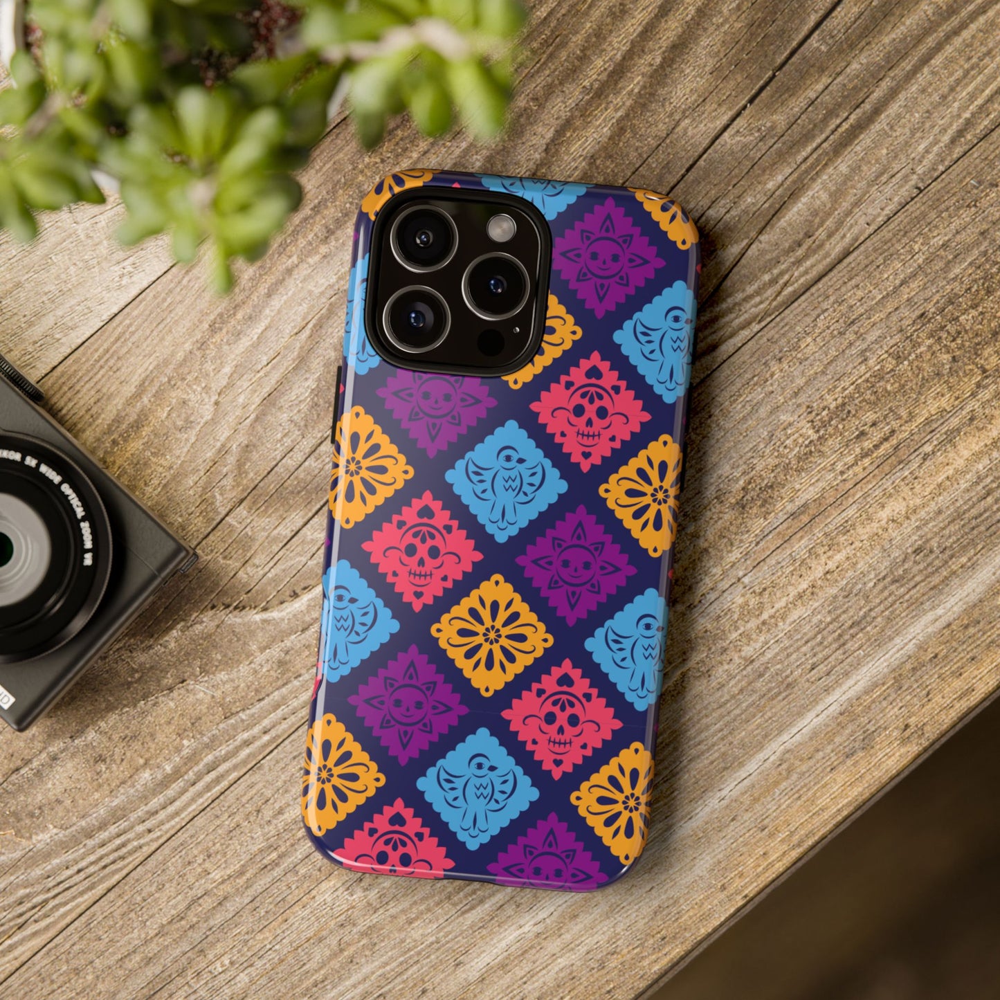 Day of the Dead Alebrije phone case, durable protection, Día de los Muertos enthusiasts,  Mexican folklore, sugar skulls, and alebrije creatures, Tough Cases