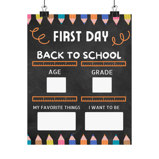 First Day Back to School Matte Vertical Posters