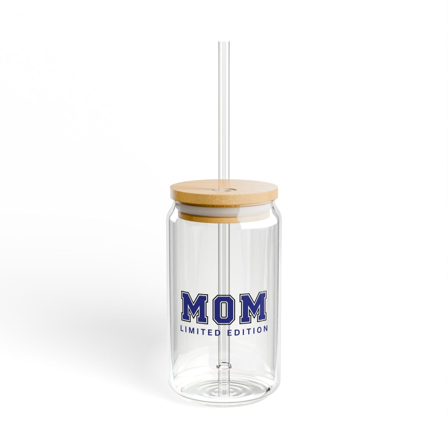 Mom Sipper Glass Cup Cute Iced Coffee Glass for Busy MamasSipper Glass, 16oz Blue