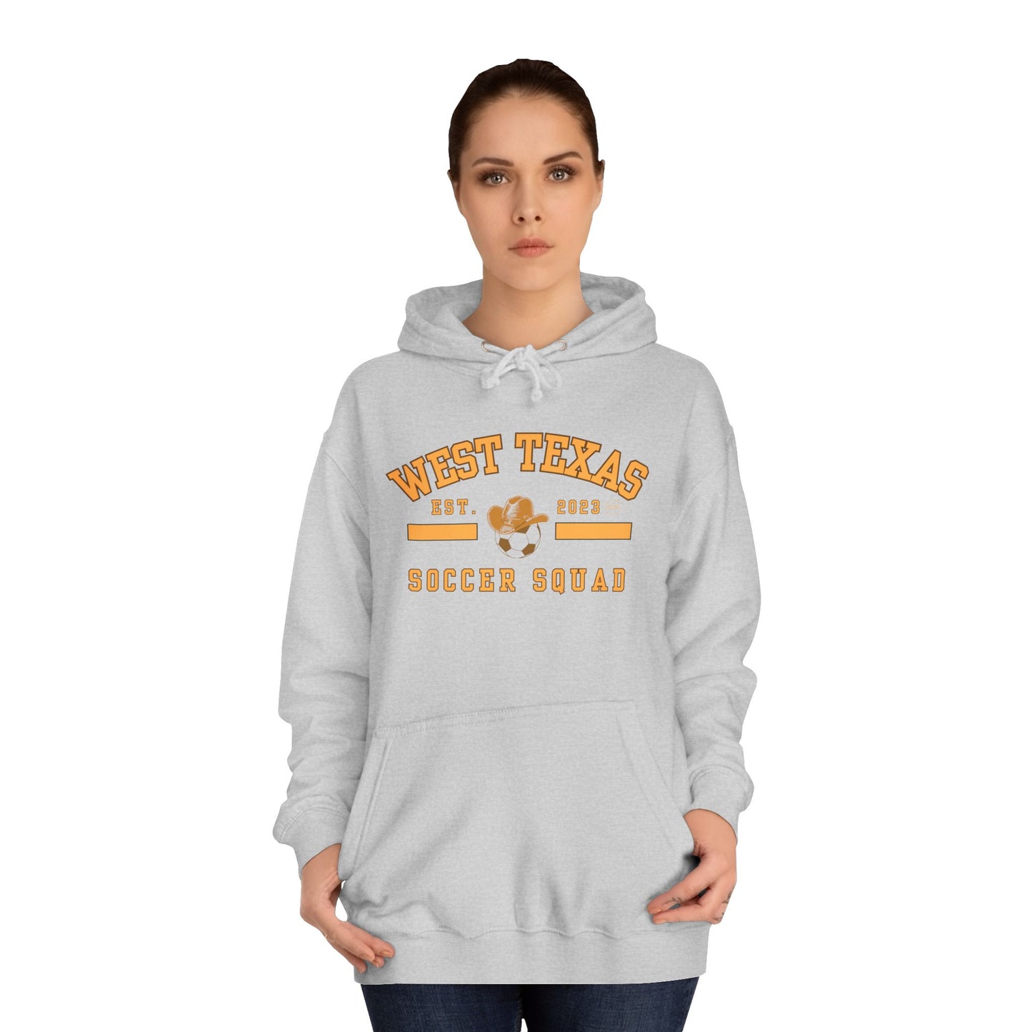 West Texas Soccer Mom Yellow Letters Unisex College Hoodie