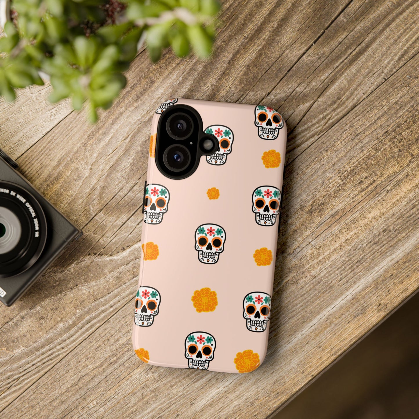 Day of the Dead Alebrije phone case, durable protection, Día de los Muertos enthusiasts,  Mexican folklore, sugar skulls, and alebrije creatures, Tough Cases