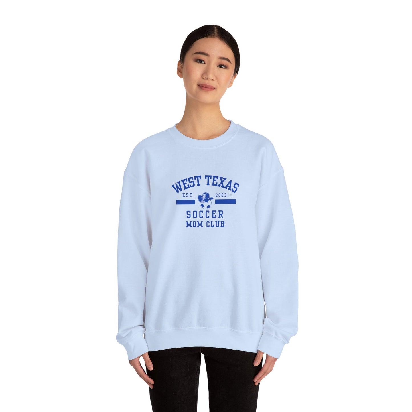 West Texas Soccer Mom Blue Letters Unisex Heavy Blend™ Crewneck Sweatshirt