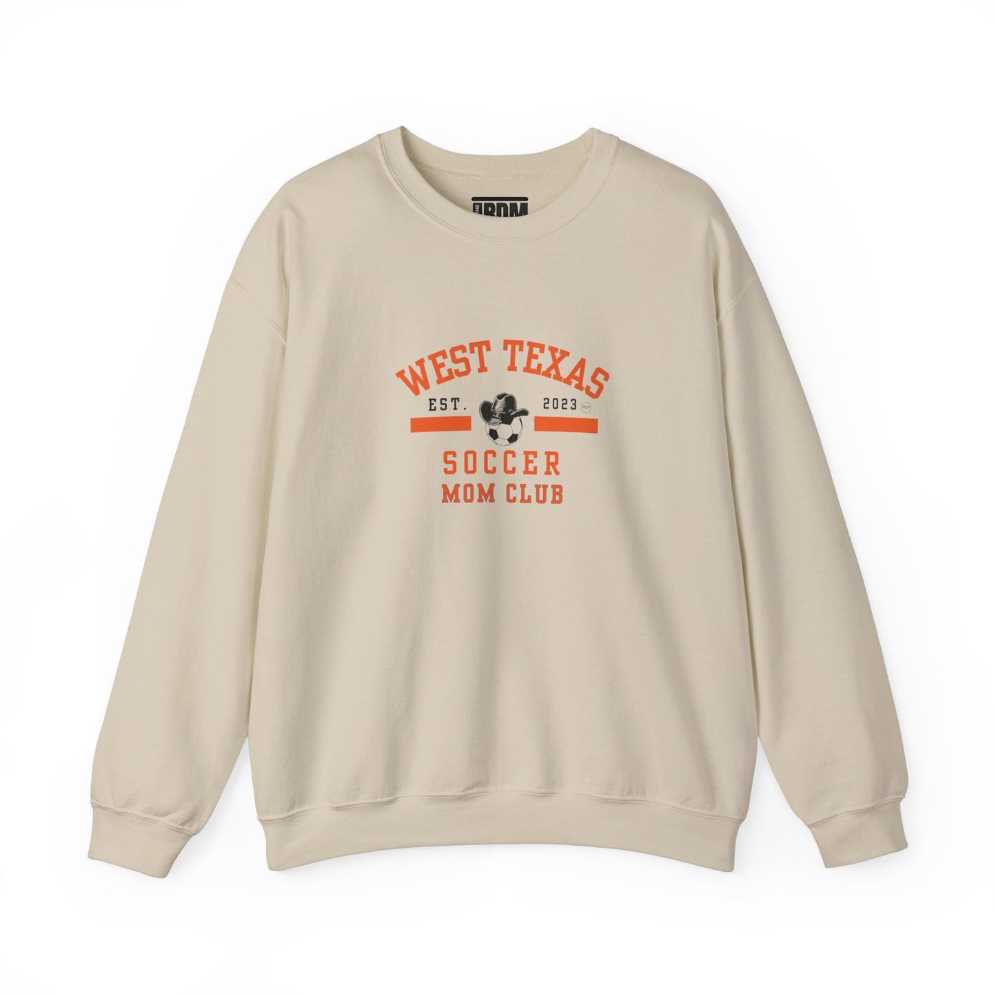 West Texas Soccer Mom Orange Letters Unisex Heavy Blend™ Crewneck Sweatshirt
