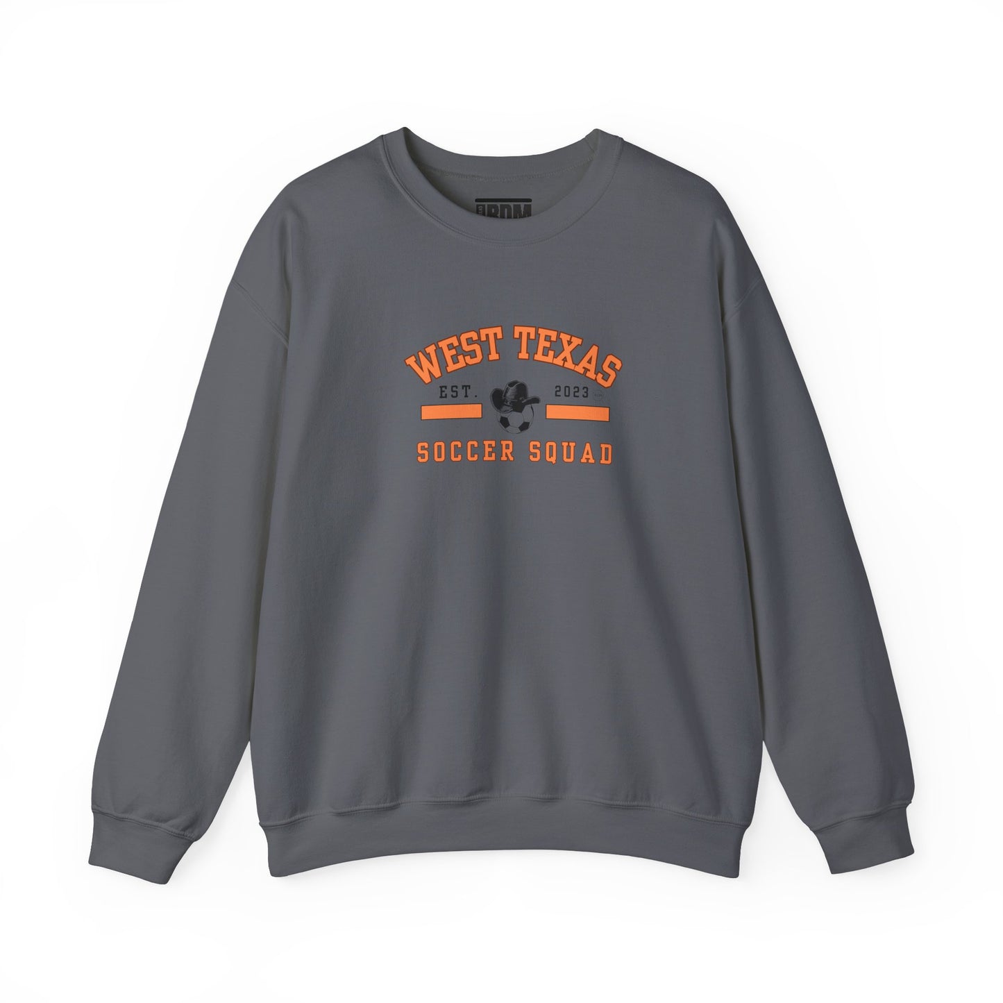 West Texas Soccer Squad Orange Letters Unisex Heavy Blend™ Crewneck Sweatshirt