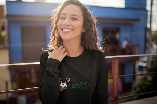 Soccer Holiday Women's Cropped Fleece Pullover Raglan Sleeve Christmas