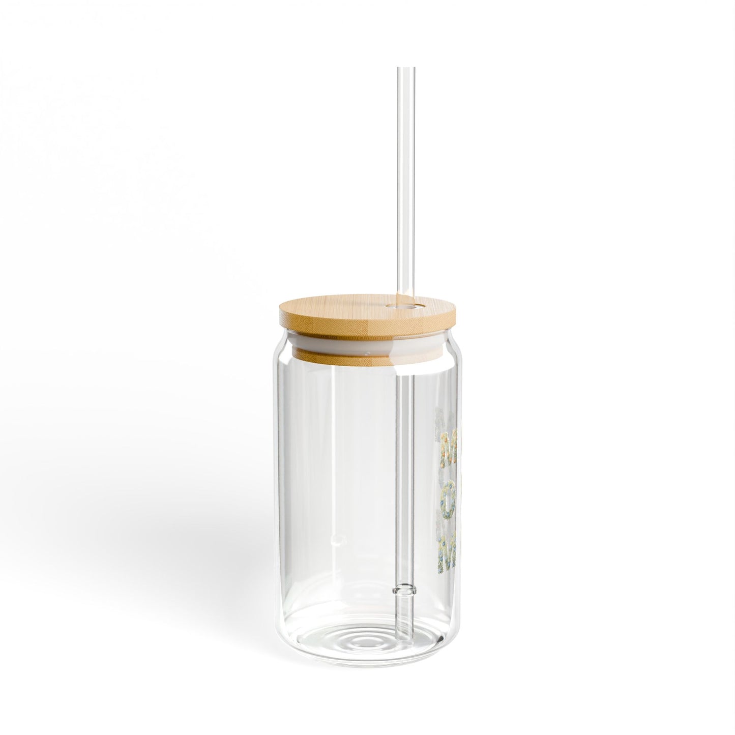 Mom Sipper Glass Cup Cute Iced Coffee Glass for Busy MamasSipper Glass, 16oz Floral Letters