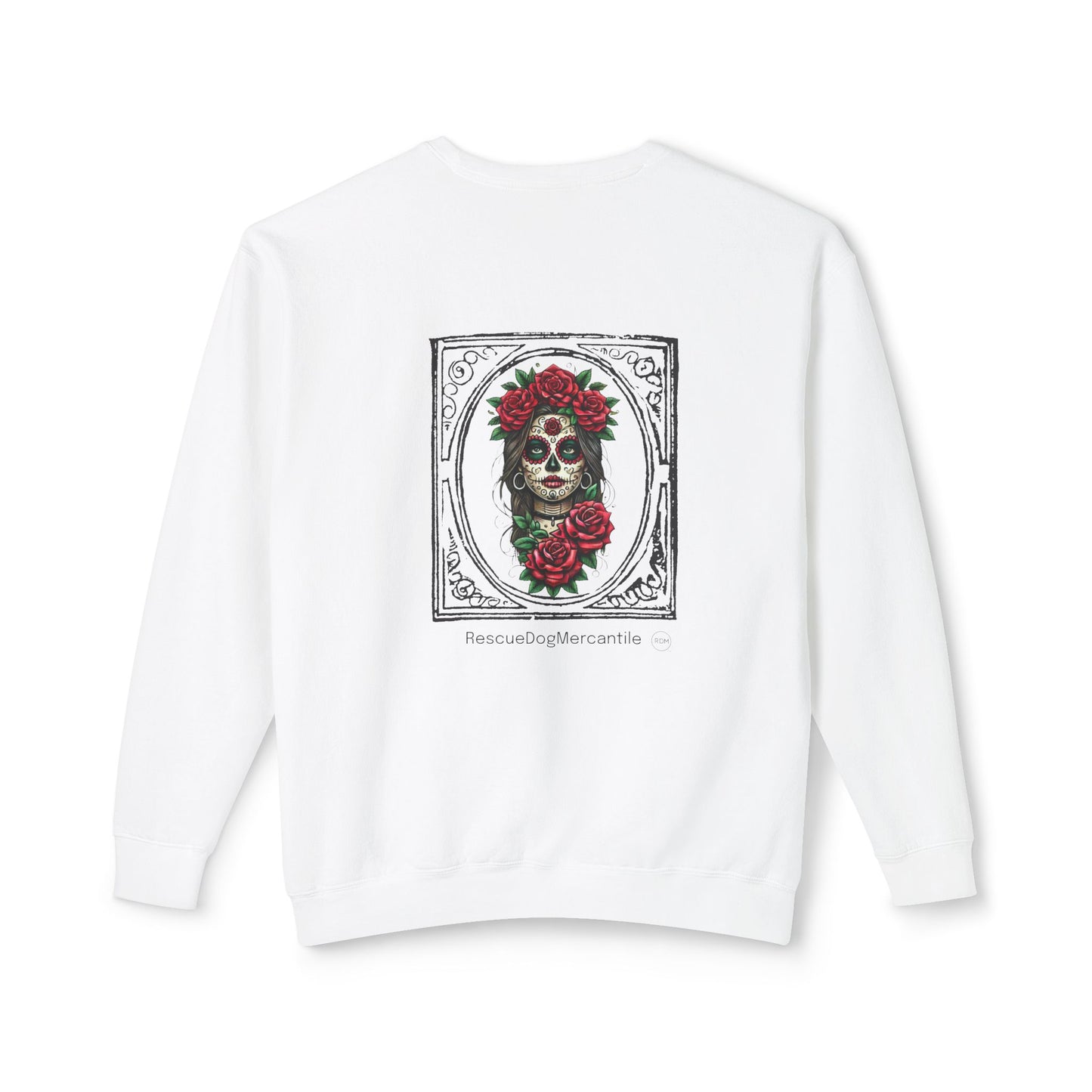 Dia de los Muertos Unisex Lightweight Crewneck Sweatshirt, Skulls, Cowboy, Cowgirl, Vaquero Style, Mexican Folklore, Catrina, Day of the Dead, Halloween, Rodeo