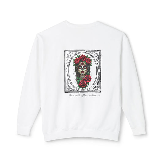 Dia de los Muertos Unisex Lightweight Crewneck Sweatshirt, Skulls, Cowboy, Cowgirl, Vaquero Style, Mexican Folklore, Catrina, Day of the Dead, Halloween, Rodeo