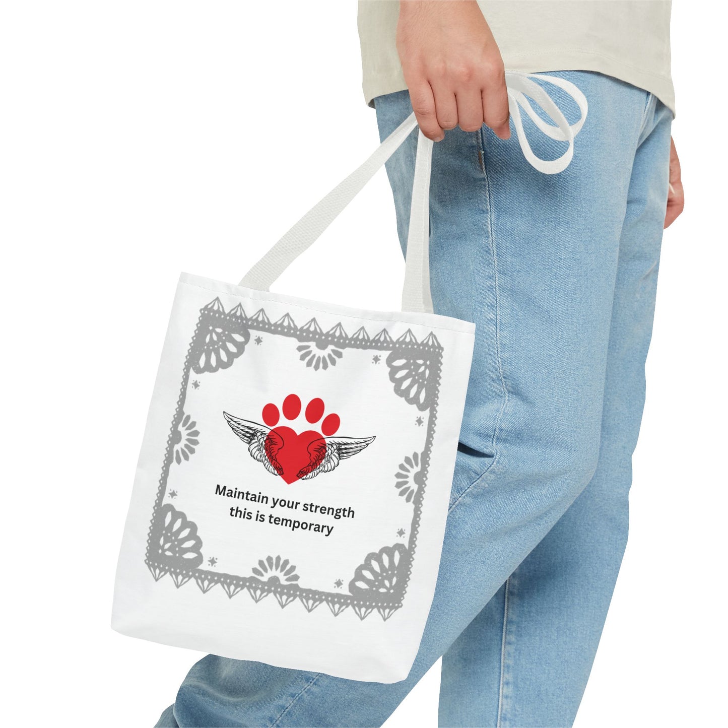 Daily Affirmations Tote Bag for dog lovers "Maintain your strength this is temporary "