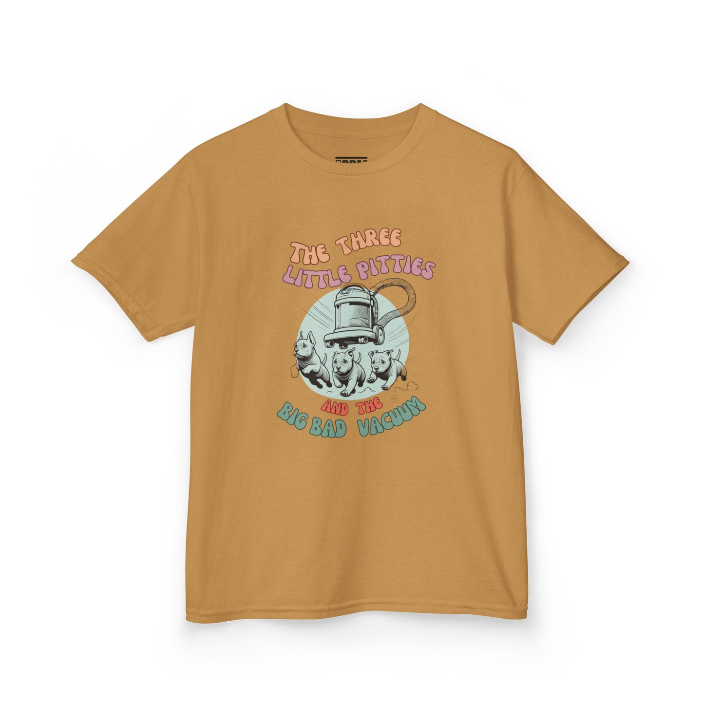 Kids Pitbull Heavy Cotton T-Shirt Adorable Dog Tee for Young Pitbull Lovers Three Little Pitties