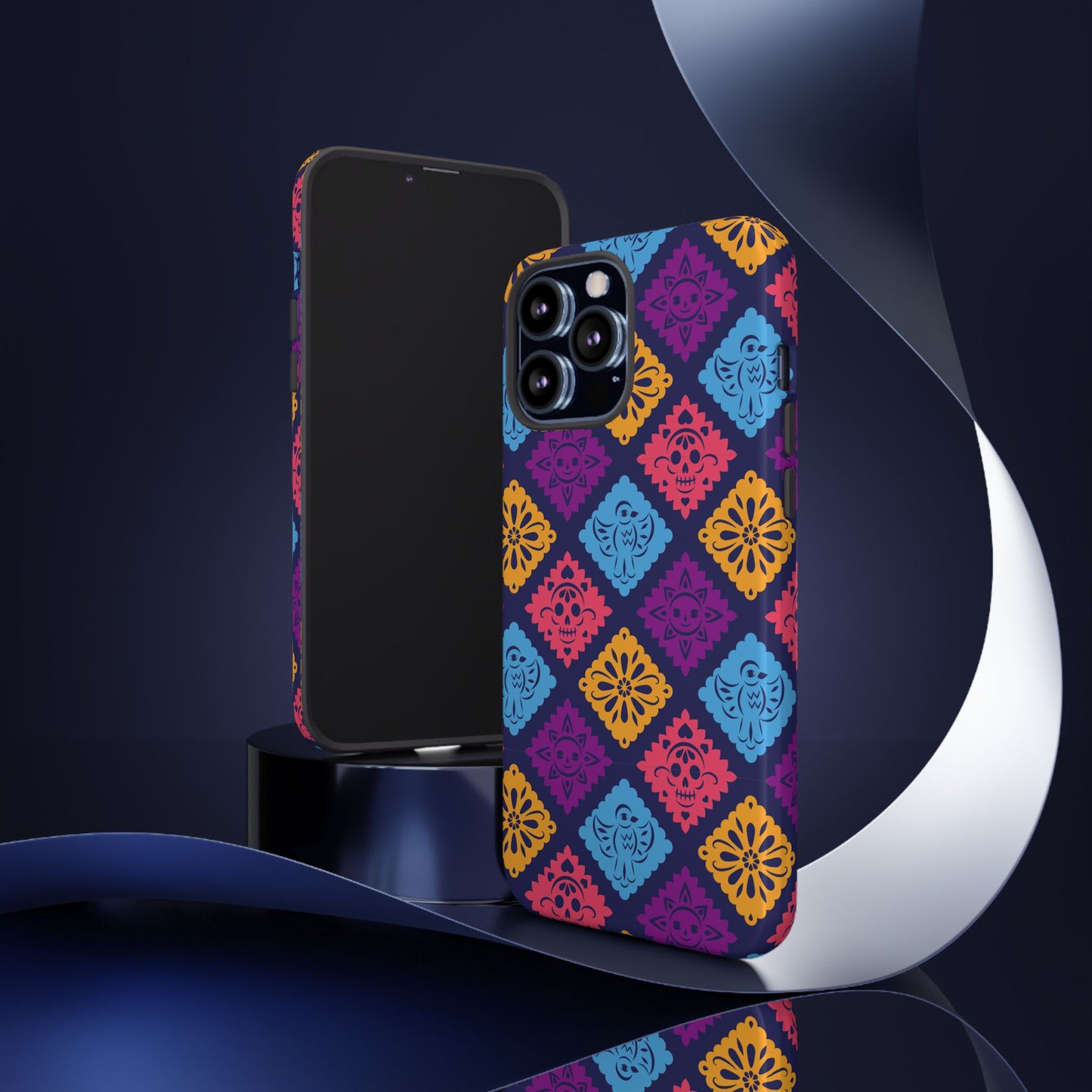 Day of the Dead Alebrije phone case, durable protection, Día de los Muertos enthusiasts,  Mexican folklore, sugar skulls, and alebrije creatures, Tough Cases