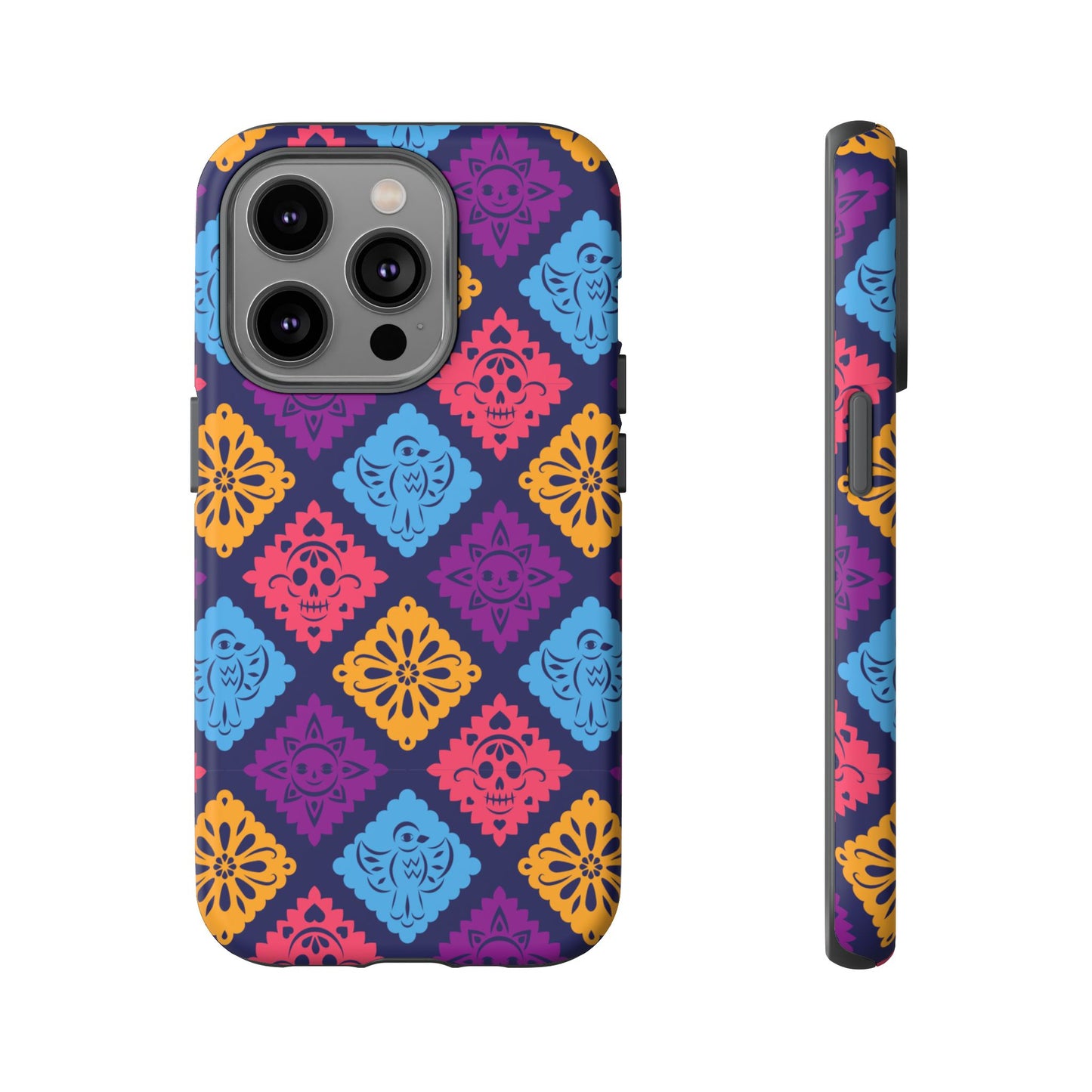 Day of the Dead Alebrije phone case, durable protection, Día de los Muertos enthusiasts,  Mexican folklore, sugar skulls, and alebrije creatures, Tough Cases