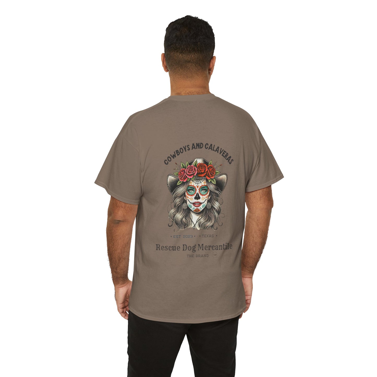 Cowboy Halloween Unisex Heavy Cotton Tee, Day of the dead,  Dia de los Muertos, Texas Roots, Vaquero Style, Catrina, Skull, Glamour