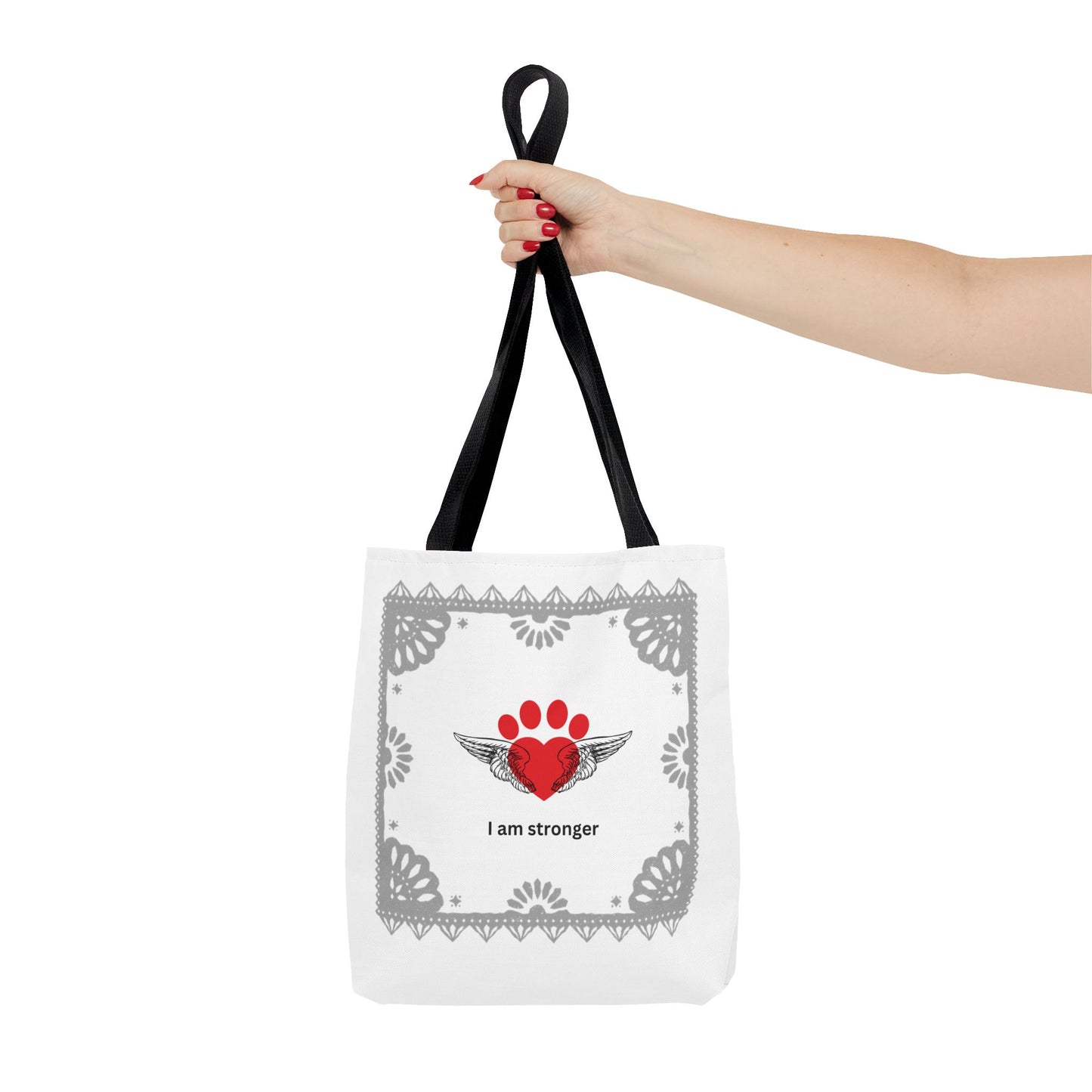 Daily Affirmations Tote Bag for dog lovers "I am stronger," Dog Parent, Dog Bag, Dogs in Heaven