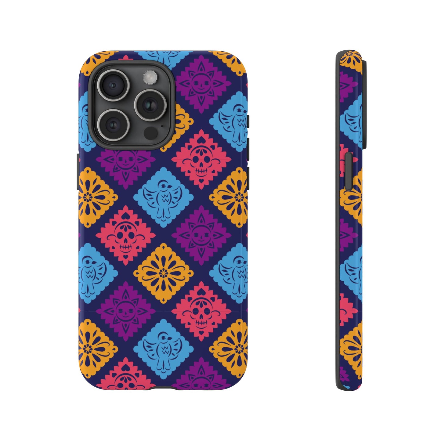 Day of the Dead Alebrije phone case, durable protection, Día de los Muertos enthusiasts,  Mexican folklore, sugar skulls, and alebrije creatures, Tough Cases