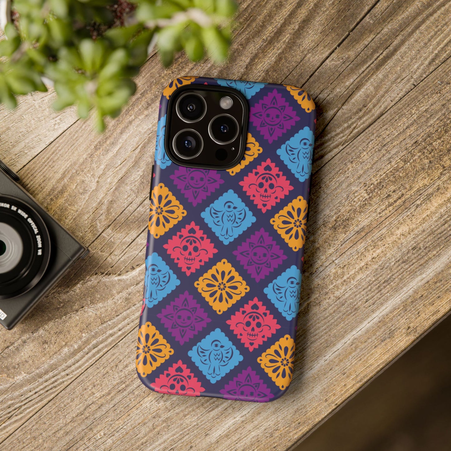 Day of the Dead Alebrije phone case, durable protection, Día de los Muertos enthusiasts,  Mexican folklore, sugar skulls, and alebrije creatures, Tough Cases