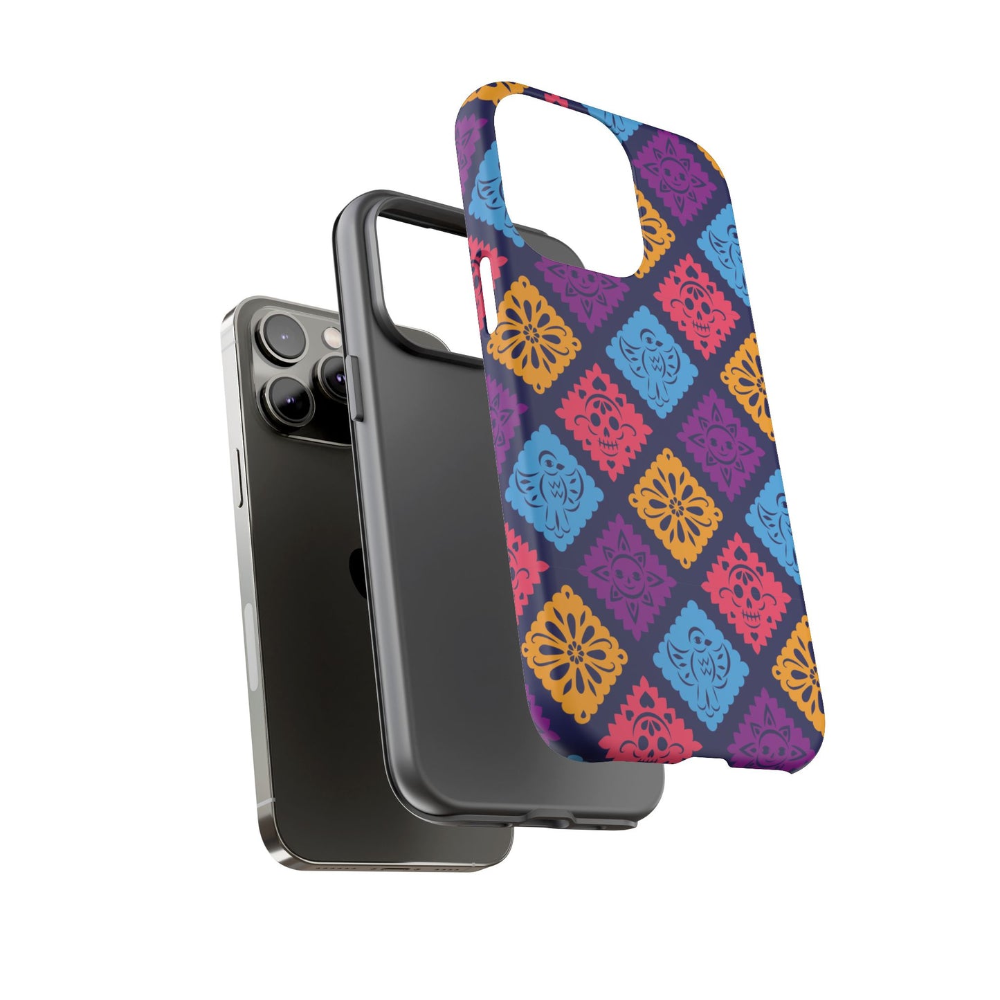 Day of the Dead Alebrije phone case, durable protection, Día de los Muertos enthusiasts,  Mexican folklore, sugar skulls, and alebrije creatures, Tough Cases