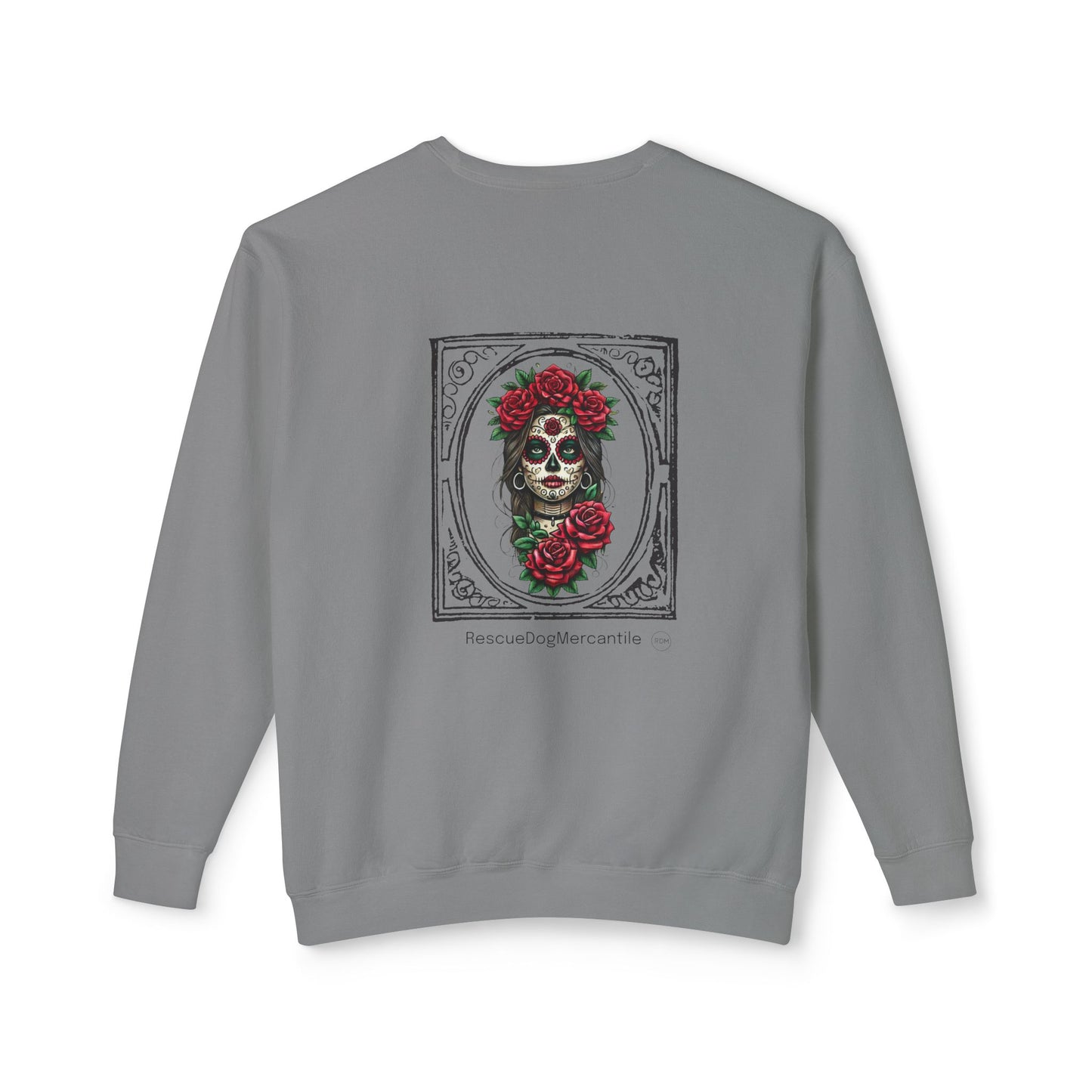 Dia de los Muertos Unisex Lightweight Crewneck Sweatshirt, Skulls, Cowboy, Cowgirl, Vaquero Style, Mexican Folklore, Catrina, Day of the Dead, Halloween, Rodeo