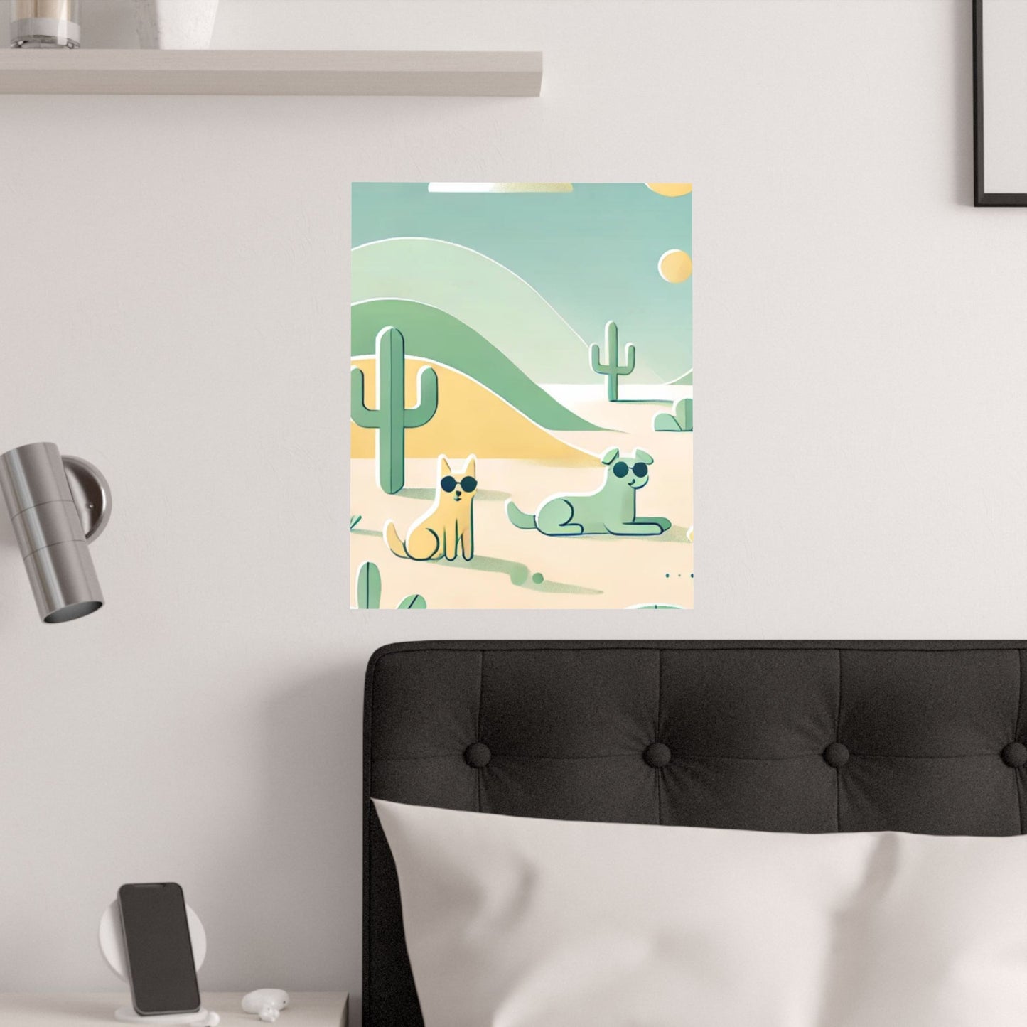 RDM Sandy Paws & Soft Skies Puppy Art Satin Posters Green and Yellow (210gsm)