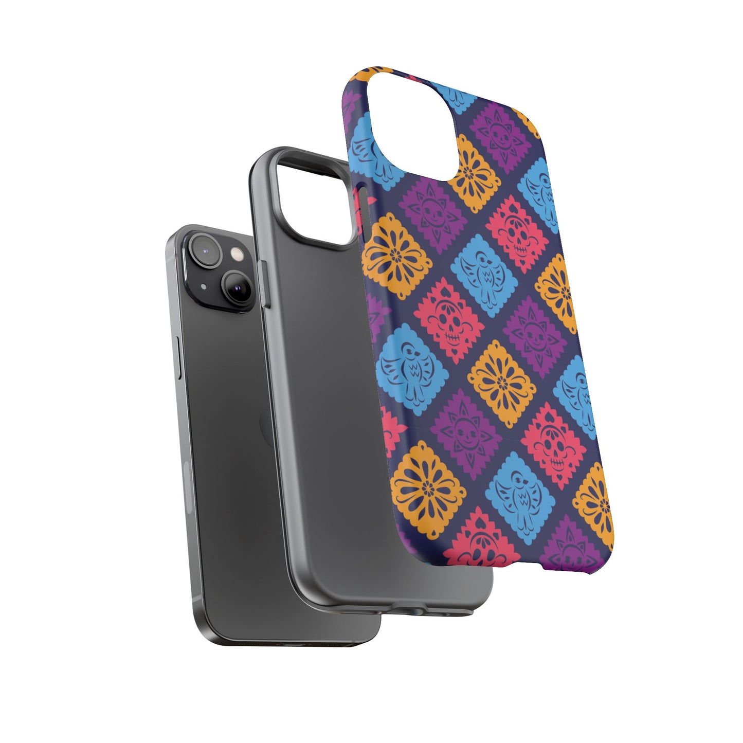 Day of the Dead Alebrije phone case, durable protection, Día de los Muertos enthusiasts,  Mexican folklore, sugar skulls, and alebrije creatures, Tough Cases