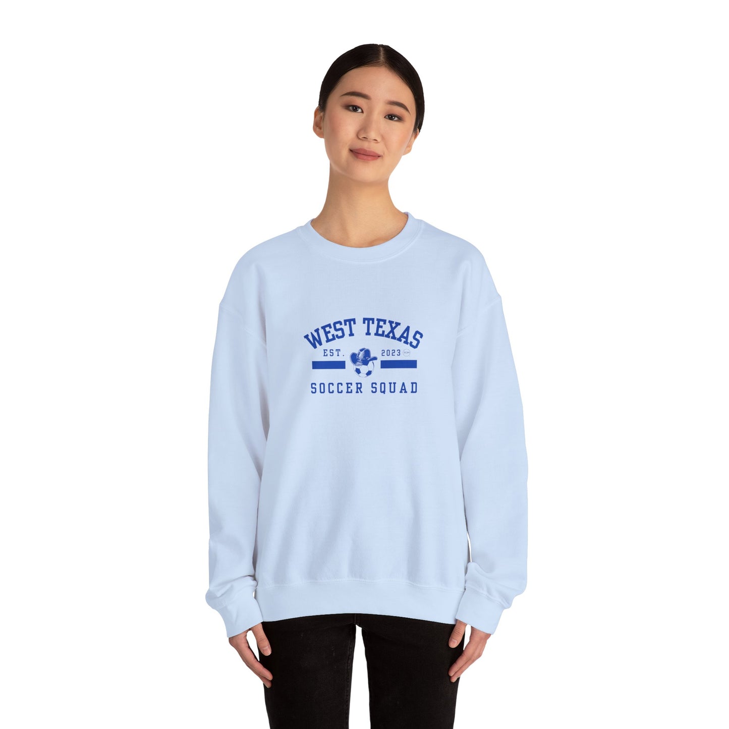 West Texas Soccer Squad Blue Letters Unisex Heavy Blend™ Crewneck Sweatshirt