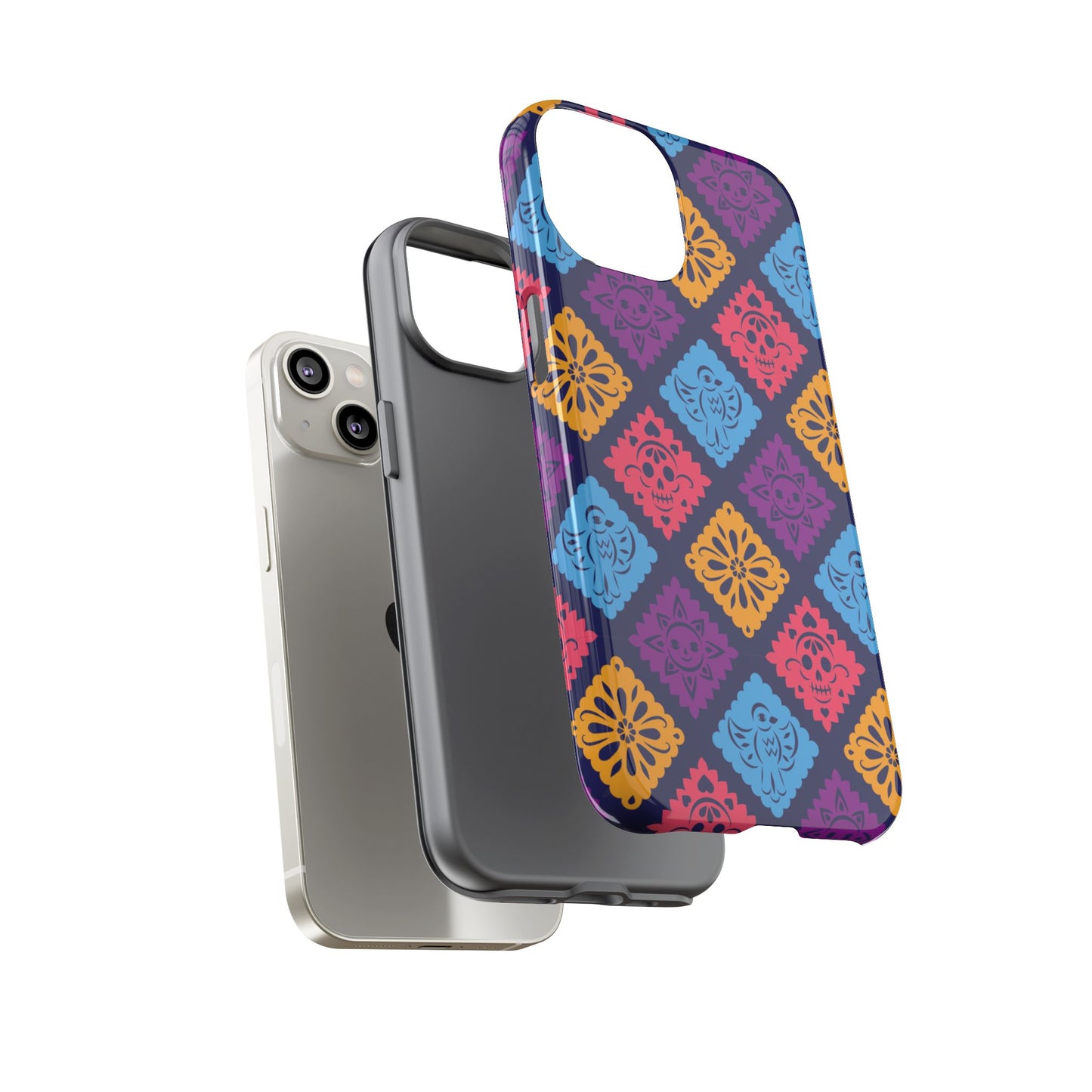 Day of the Dead Alebrije phone case, durable protection, Día de los Muertos enthusiasts,  Mexican folklore, sugar skulls, and alebrije creatures, Tough Cases