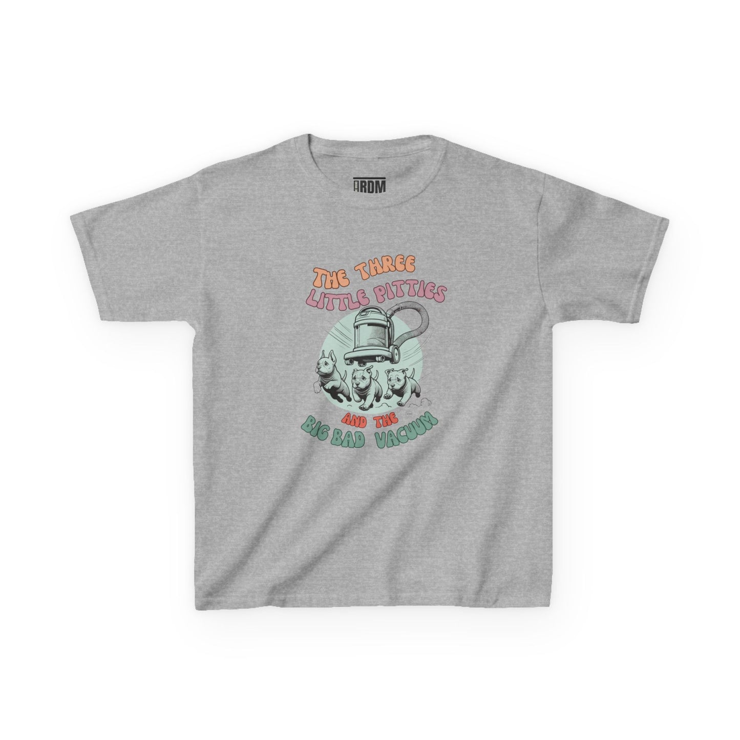 Kids Pitbull Heavy Cotton T-Shirt Adorable Dog Tee for Young Pitbull Lovers Three Little Pitties