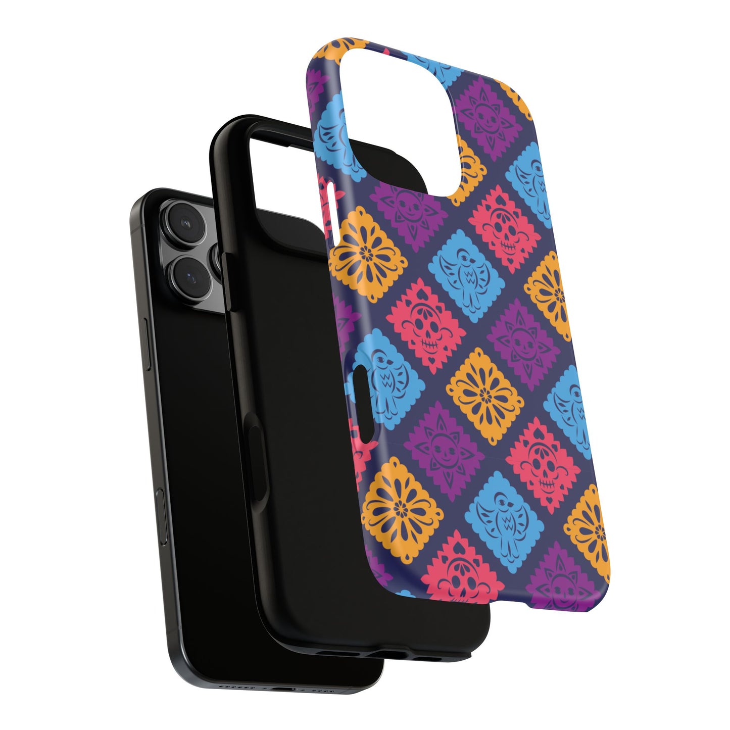 Day of the Dead Alebrije phone case, durable protection, Día de los Muertos enthusiasts,  Mexican folklore, sugar skulls, and alebrije creatures, Tough Cases