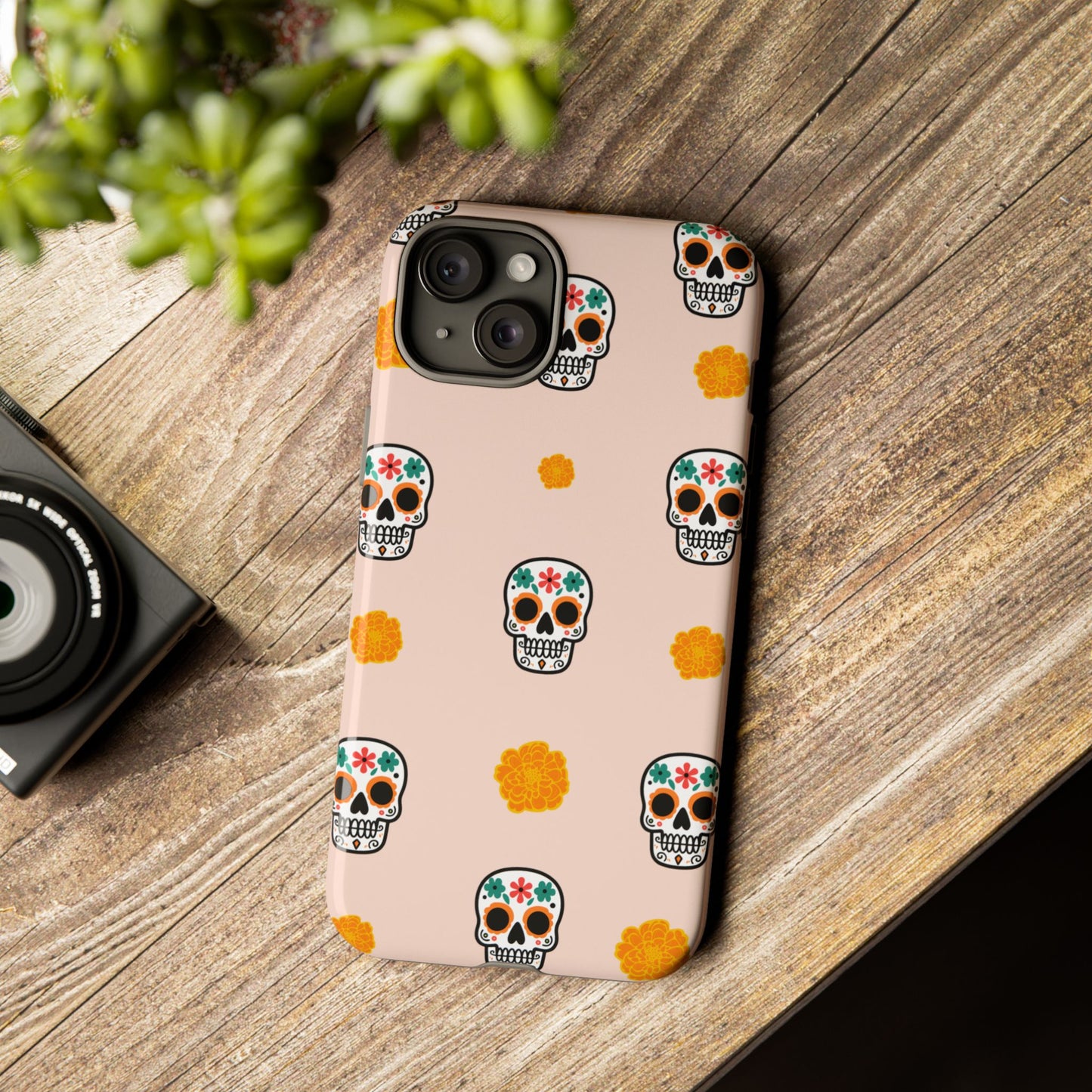 Day of the Dead Alebrije phone case, durable protection, Día de los Muertos enthusiasts,  Mexican folklore, sugar skulls, and alebrije creatures, Tough Cases