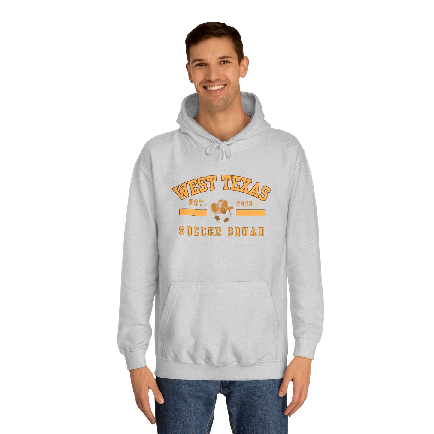 West Texas Soccer Mom Yellow Letters Unisex College Hoodie